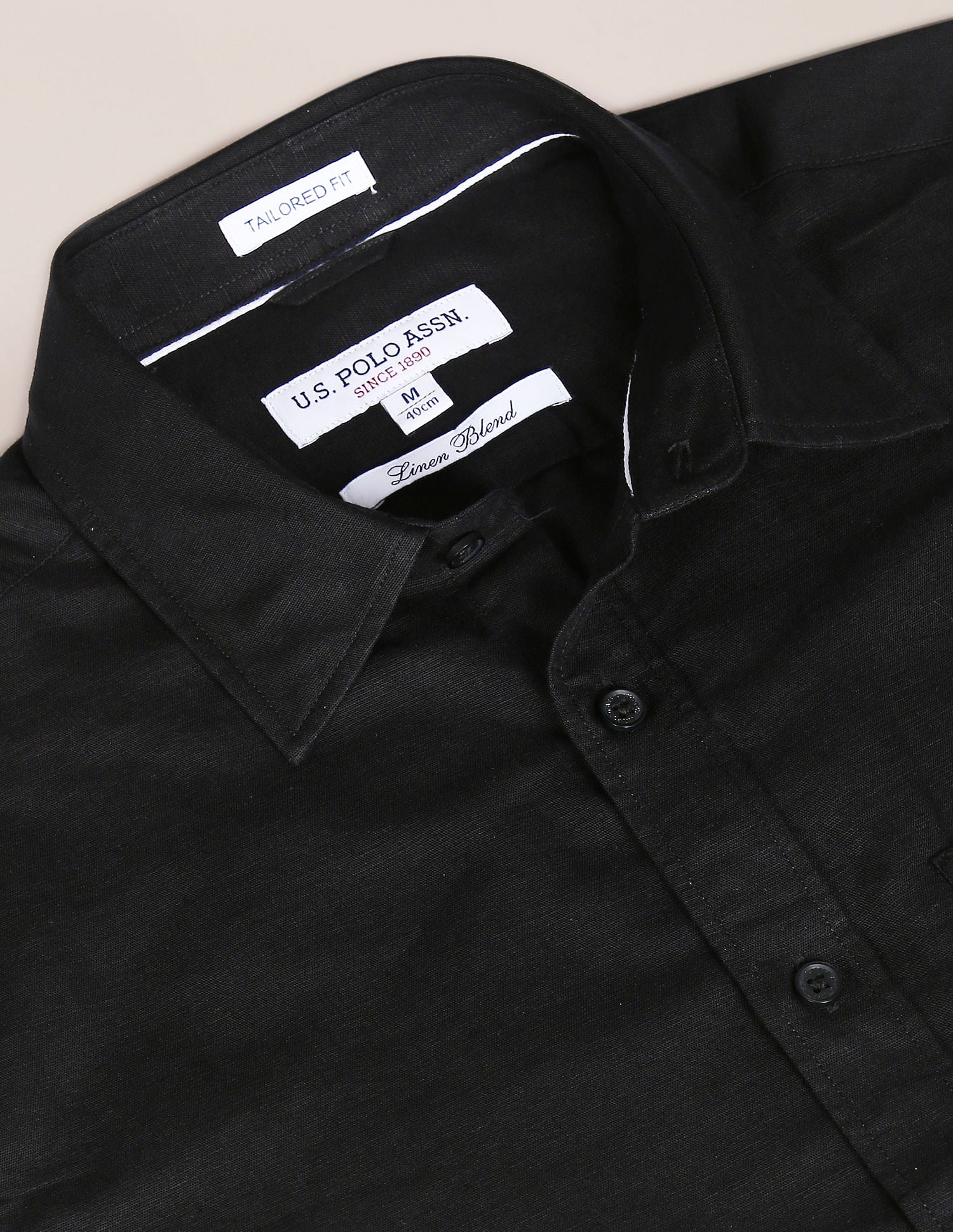 Men Black Chest Pocket Solid Casual Shirt Black - U.S. Polo Assn. India | Large