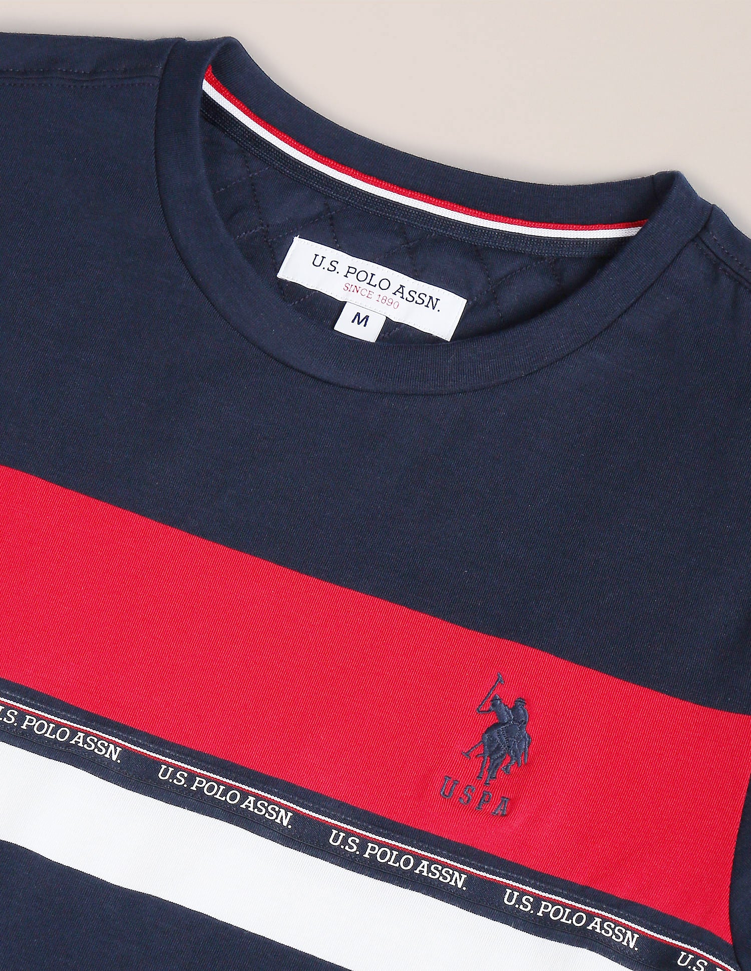 Horizontal Stripe Crew Neck T-Shirt Navy - U.S. Polo Assn. India | Large