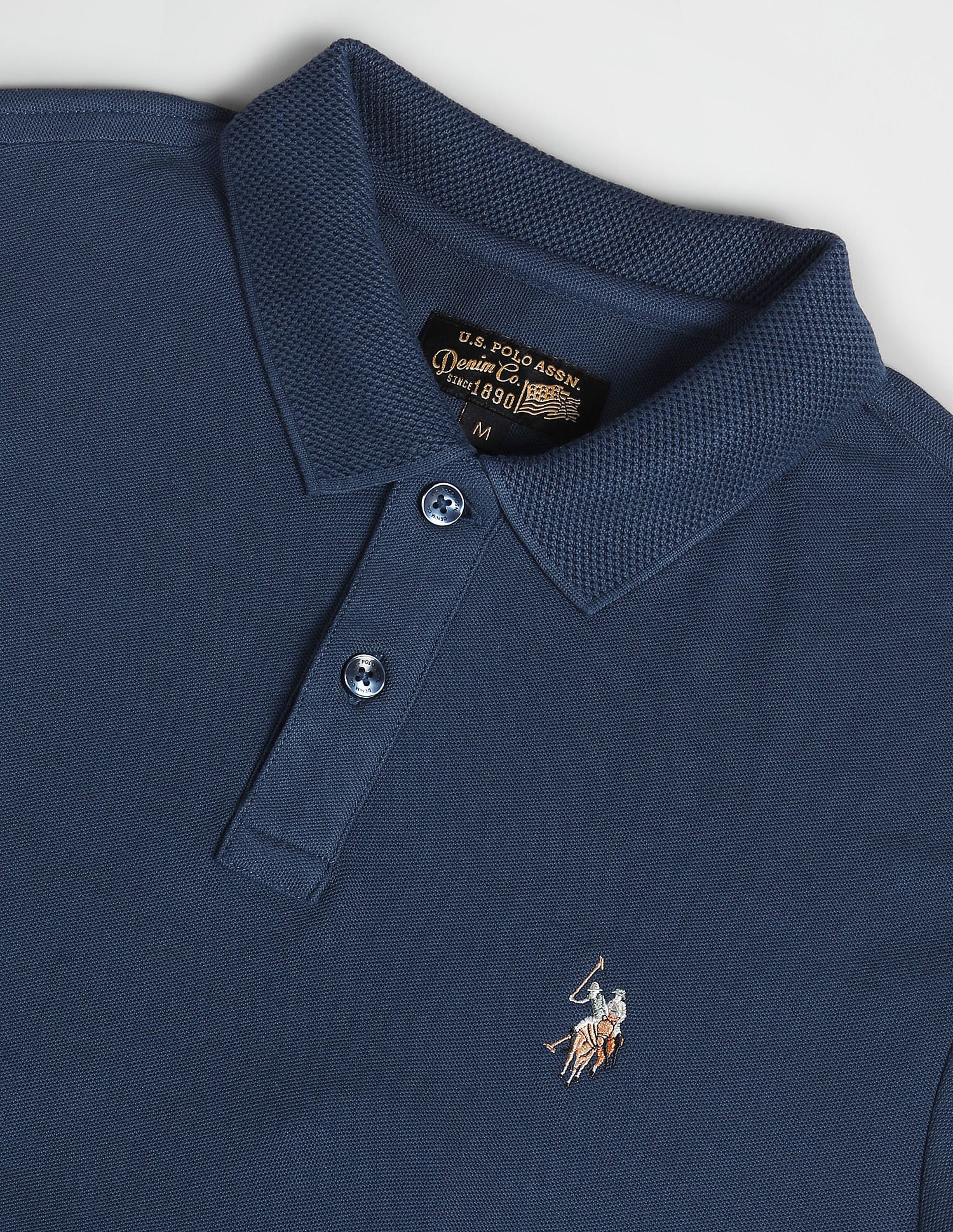 Patterned Collar Cotton Polo Shirt Blue - U.S. Polo Assn. India | Large