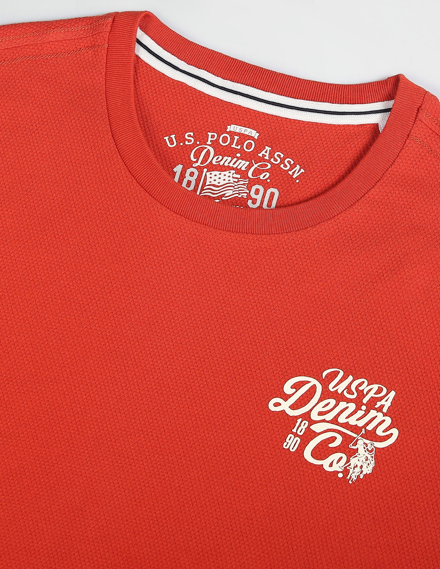 Muscle Fit Textured Solid T-Shirt Orange - U.S. POLO ASSN. | Large