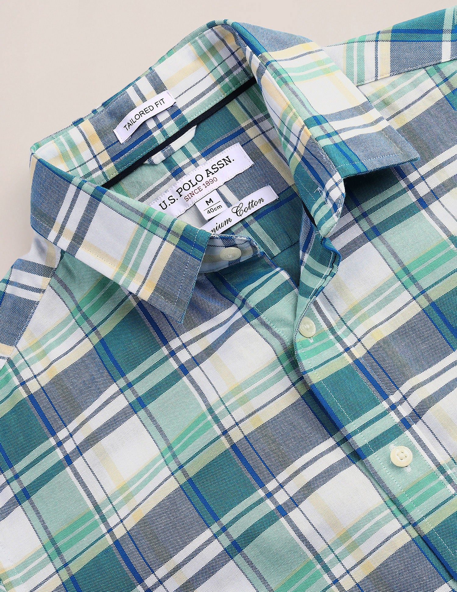 Tartan Check Tailored Fit Shirt Green - U.S. POLO ASSN. | Large
