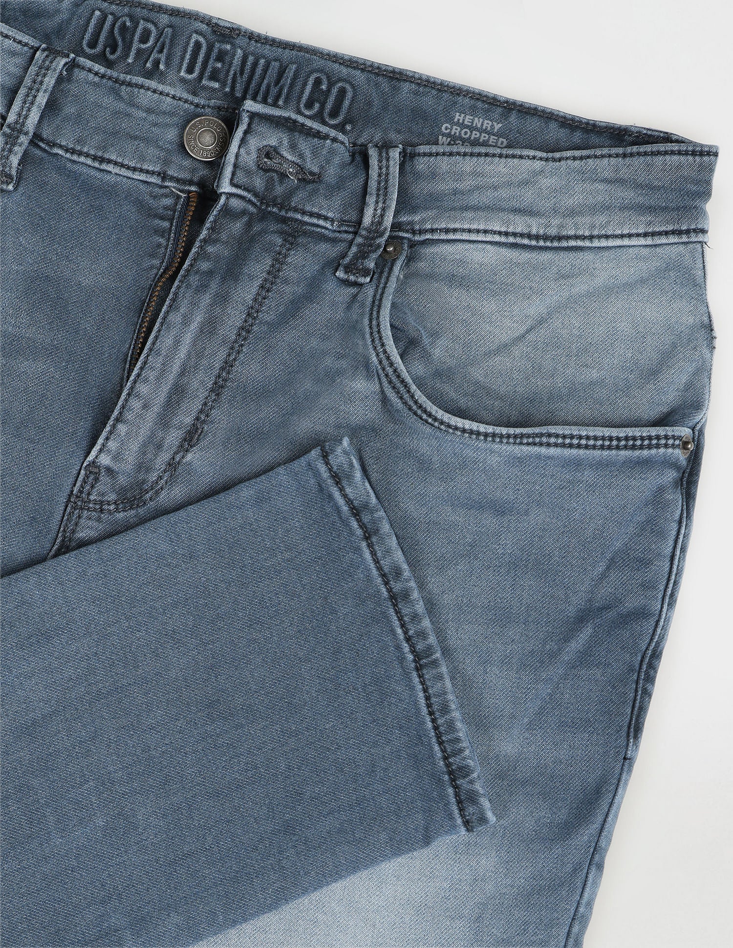 Henry Cropped Stone Wash Jeans Blue - U.S. Polo Assn. India | Large