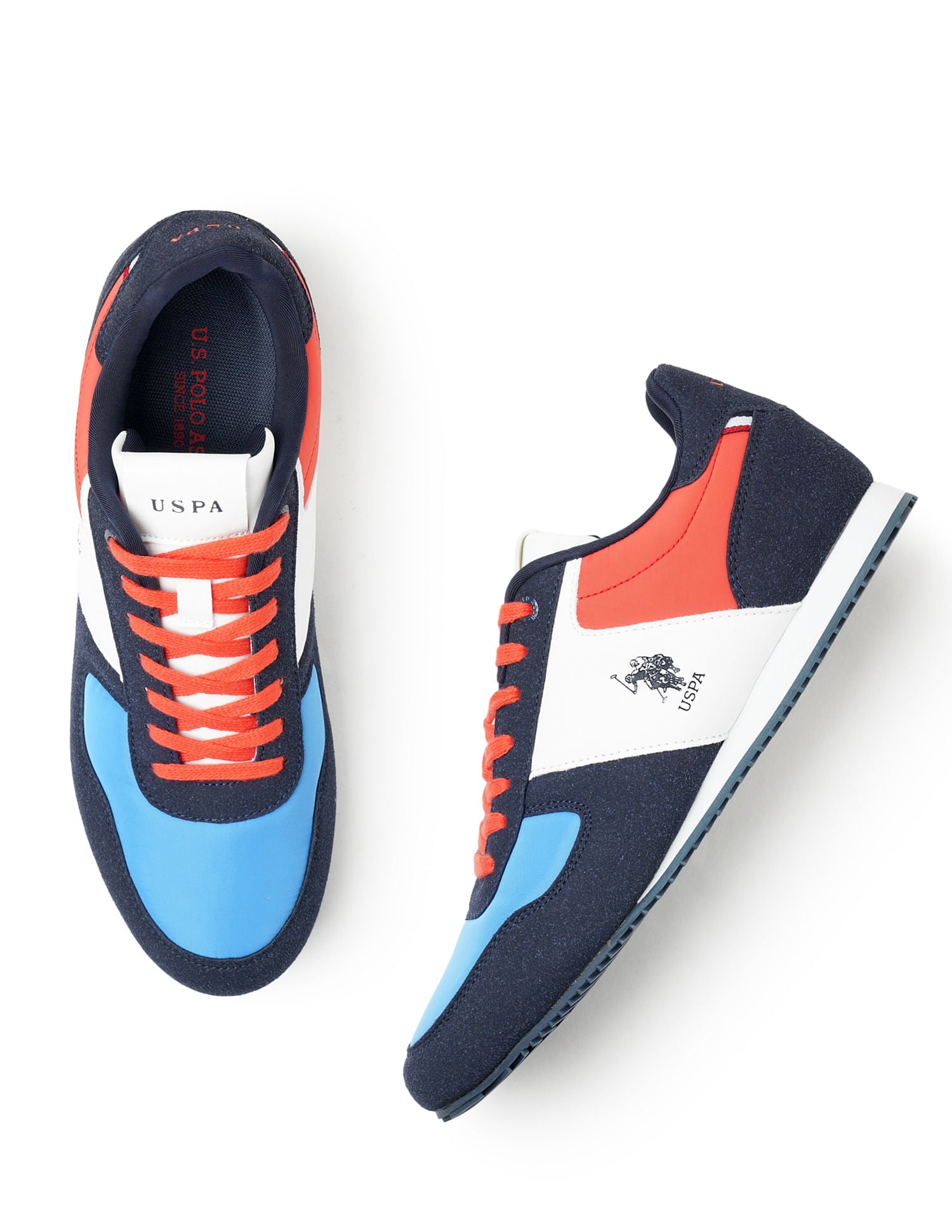 Men Sorrento Multi3 Retro Sneakers Navy, Orange and White - U.S. POLO ASSN. | Large