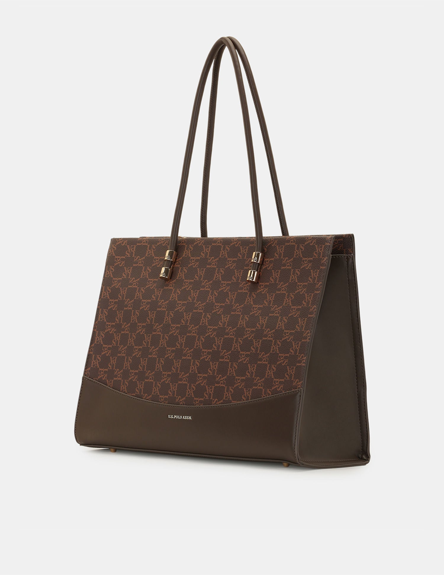 Women  Bella Monogram Tote Bag Brown - U.S. POLO ASSN. | Large