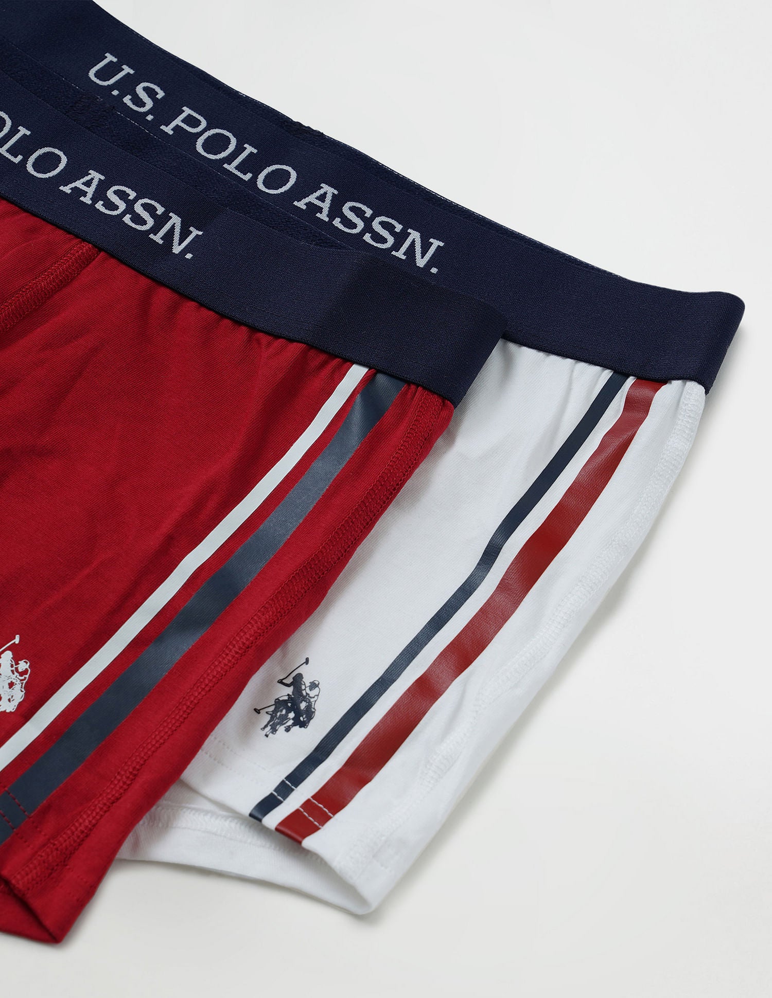 Solid Super Soft ET001 Trunks - Pack Of 2 Red and White - U.S. POLO ASSN. | Large