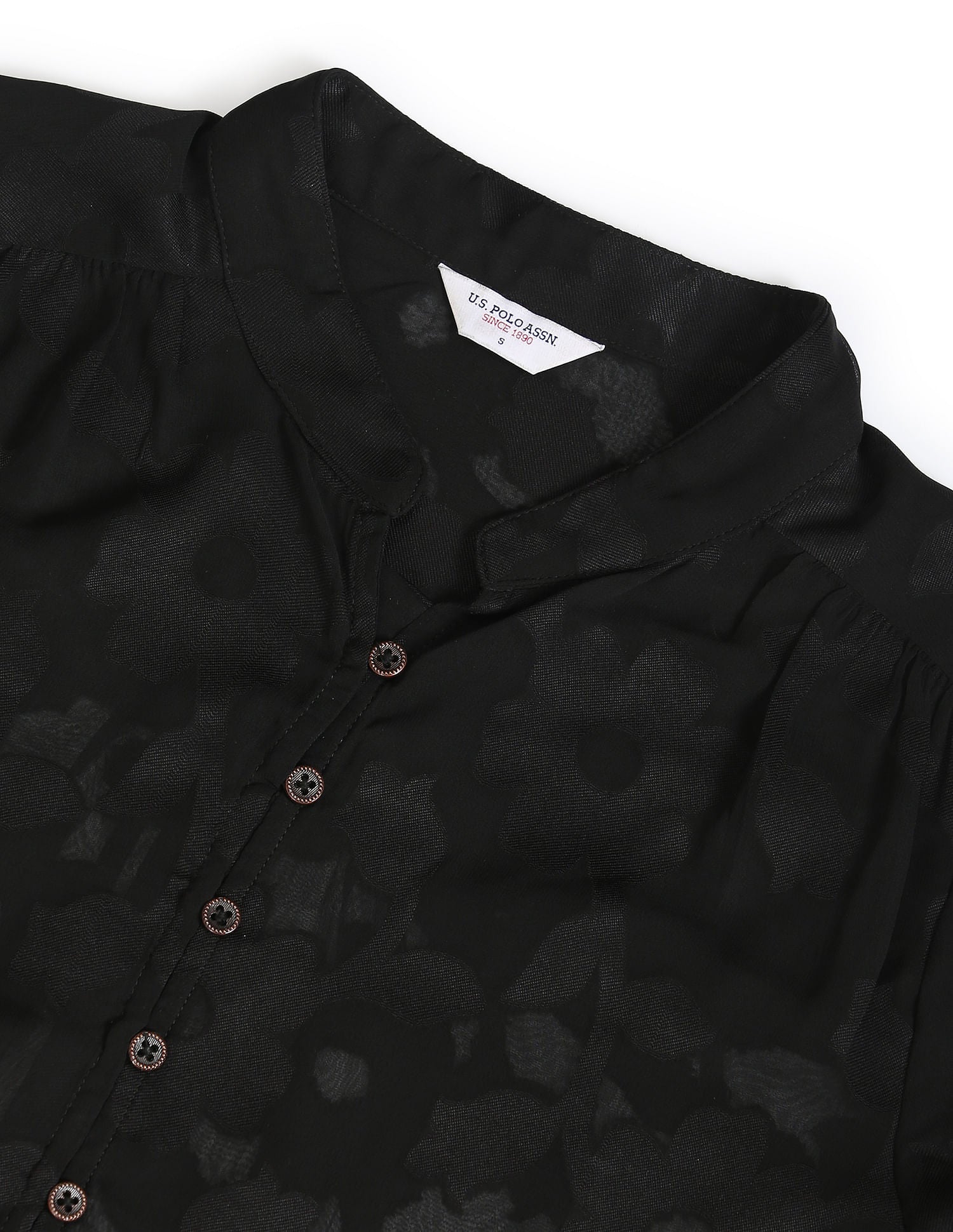 Mandarin Collar Lace Shirt Black - U.S. POLO ASSN. | Large