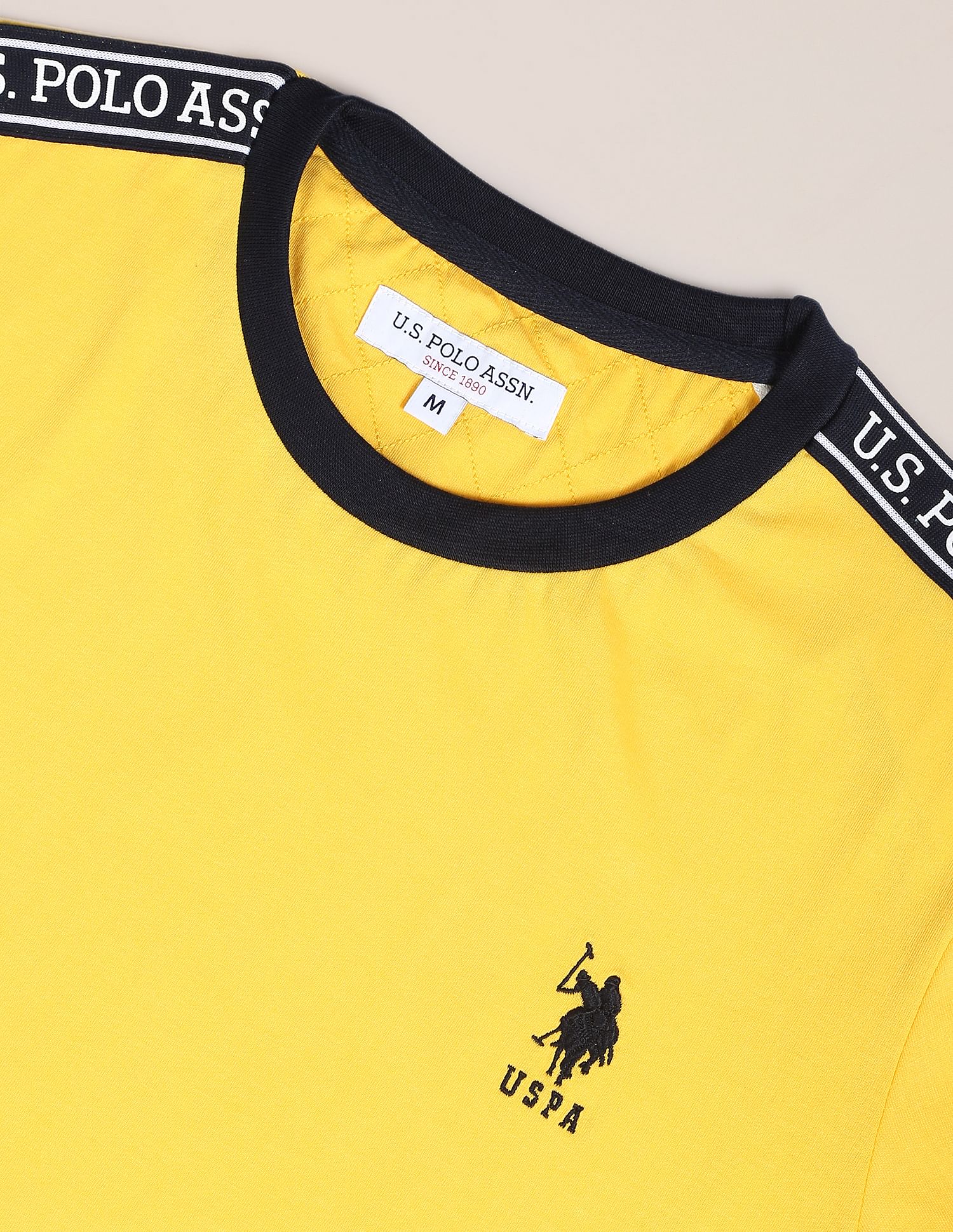 Contrast Tape Cotton T-Shirt Yellow - U.S. POLO ASSN. | Large