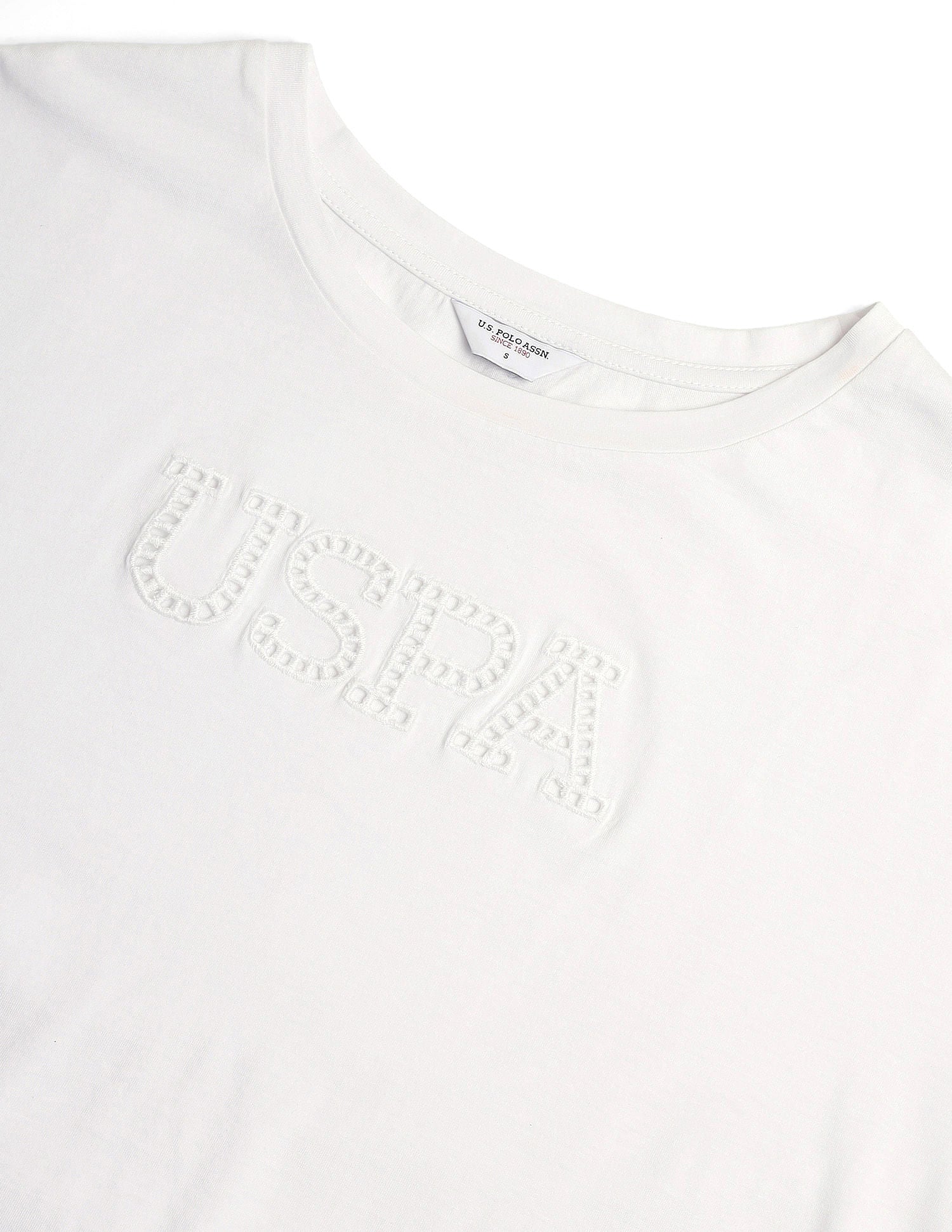 Cutwork Logo Cotton T-Shirt White - U.S. POLO ASSN. | Large