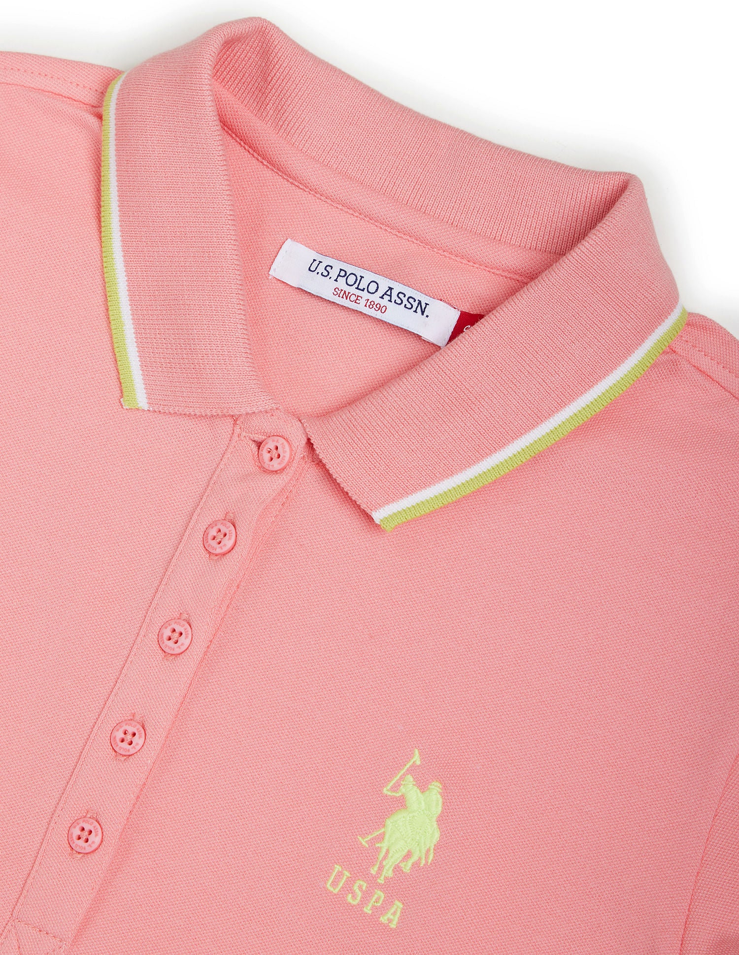 Tipped Collar Cotton Stretch Polo Shirt Flamingo Pink - U.S. POLO ASSN. | Large