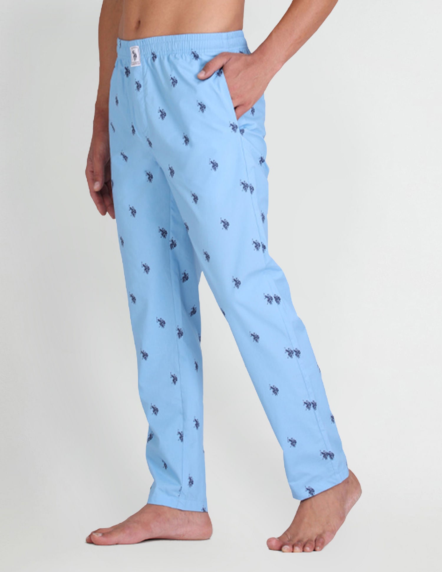Signature Logo Print Cotton Lounge Pants - Pack Of 1 Blue - U.S. Polo Assn. India | Large