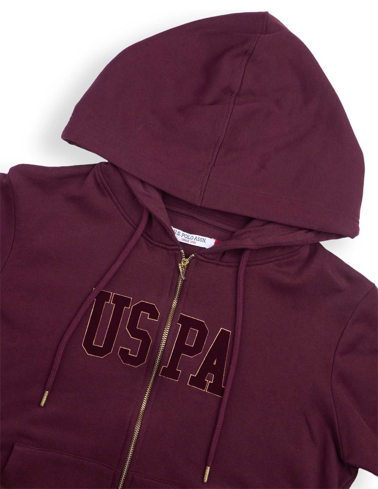Brand Applique Relaxed Fit Zipper Sweatshirt Wine - U.S. Polo Assn. India | Large