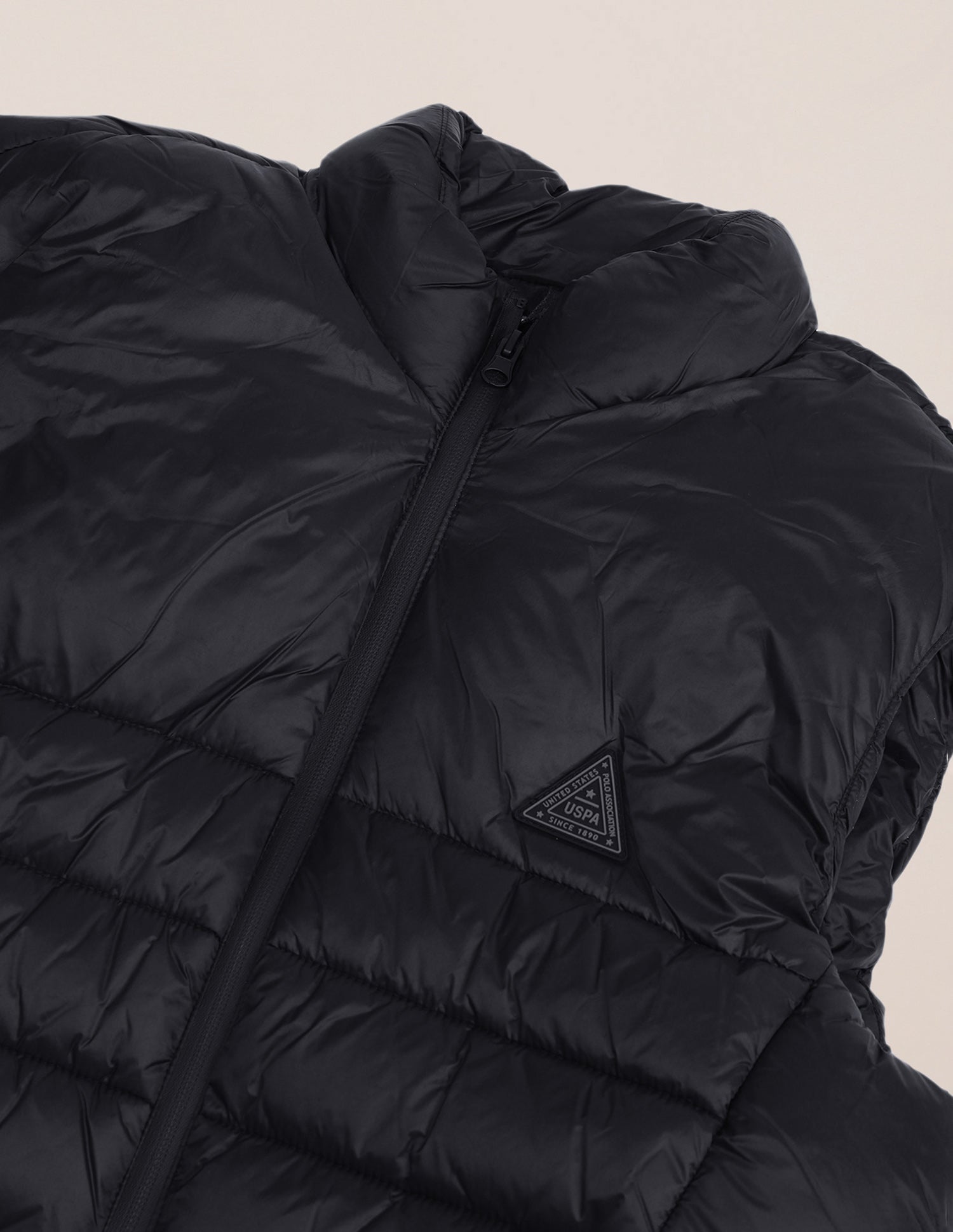 Solid Regular Fit Puffer Jacket Black - U.S. POLO ASSN. | Large