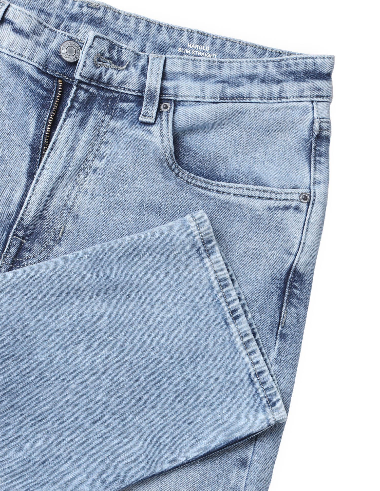Harold Slim Straight Fit Blue Jeans Light Blue - U.S. Polo Assn. India | Large