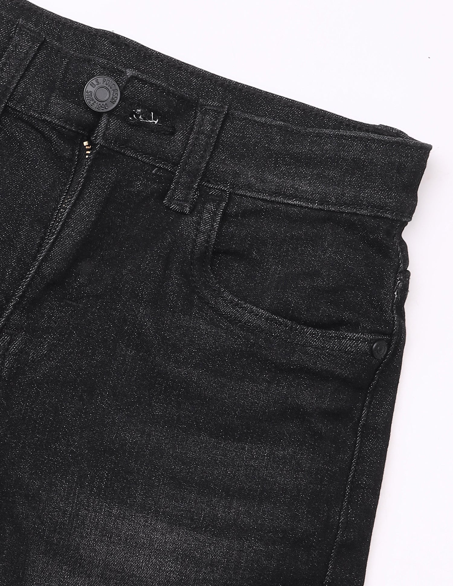 Mid Rise Regular Fit Denim Shorts Black - U.S. Polo Assn. India | Large