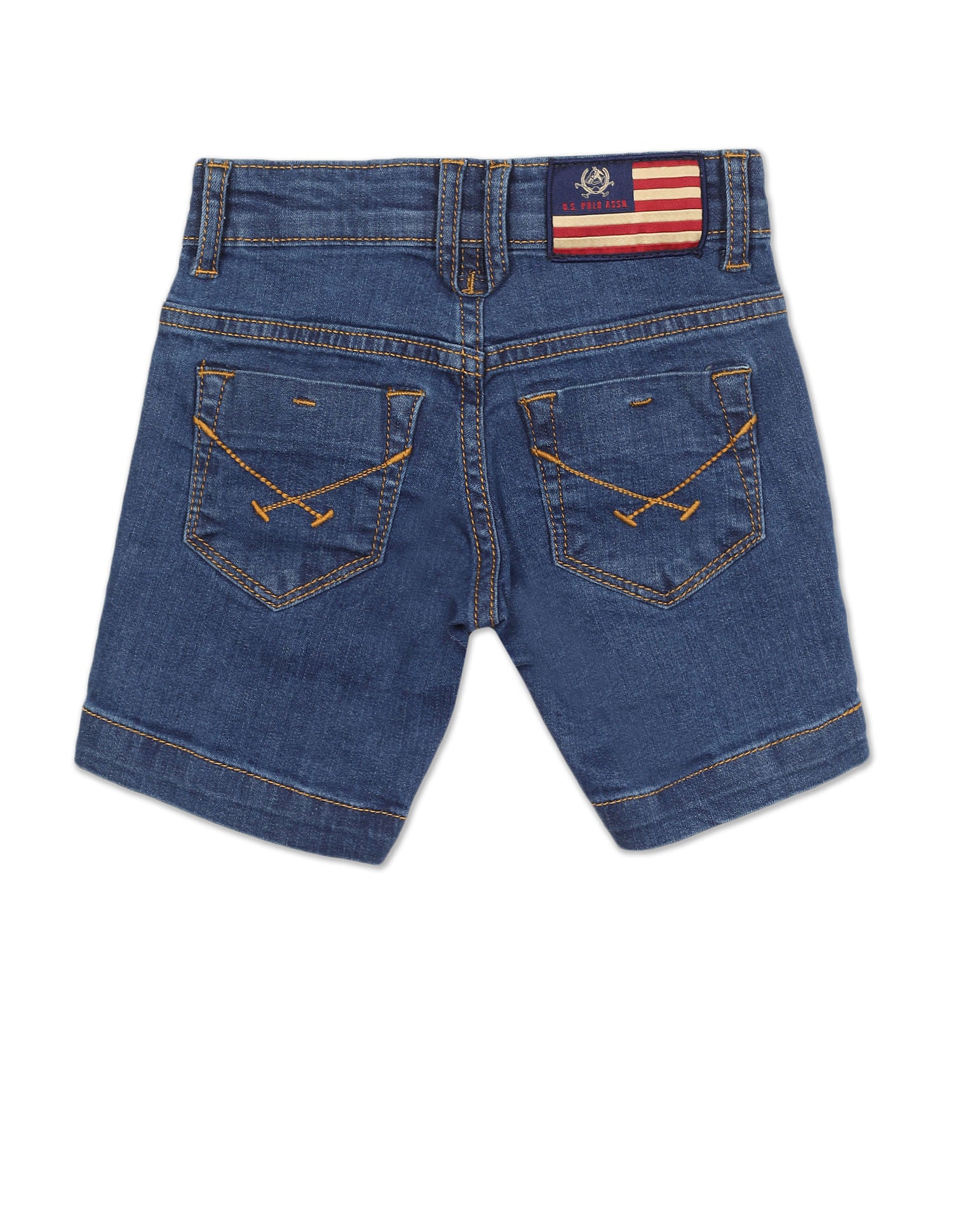 Boys Blue Mid Rise Washed Denim Shorts Blue - U.S. Polo Assn. India | Large