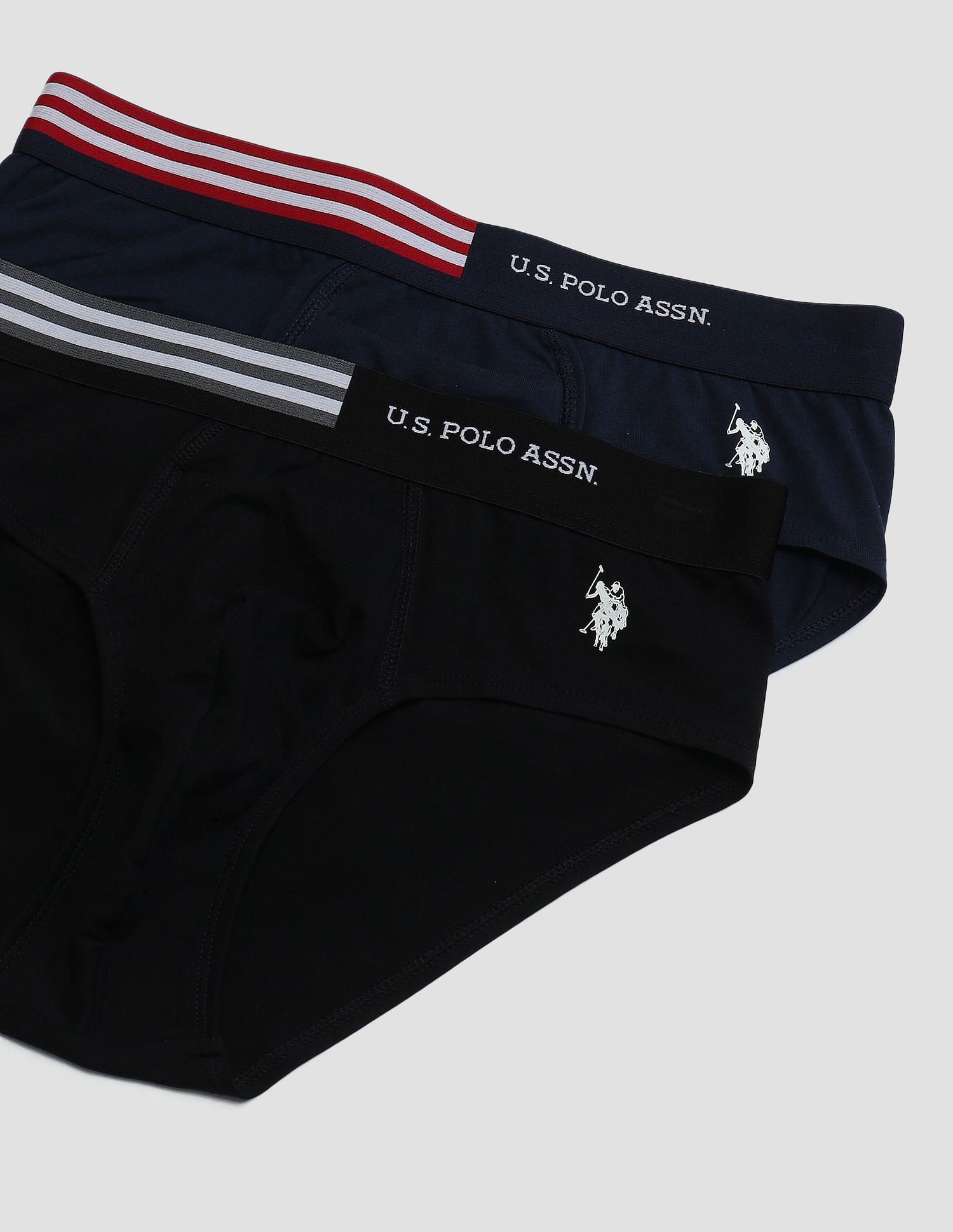 Flag Waist Single Jersey OEB06 Briefs - Pack Of 2 Navy and Black - U.S. POLO ASSN. | Large