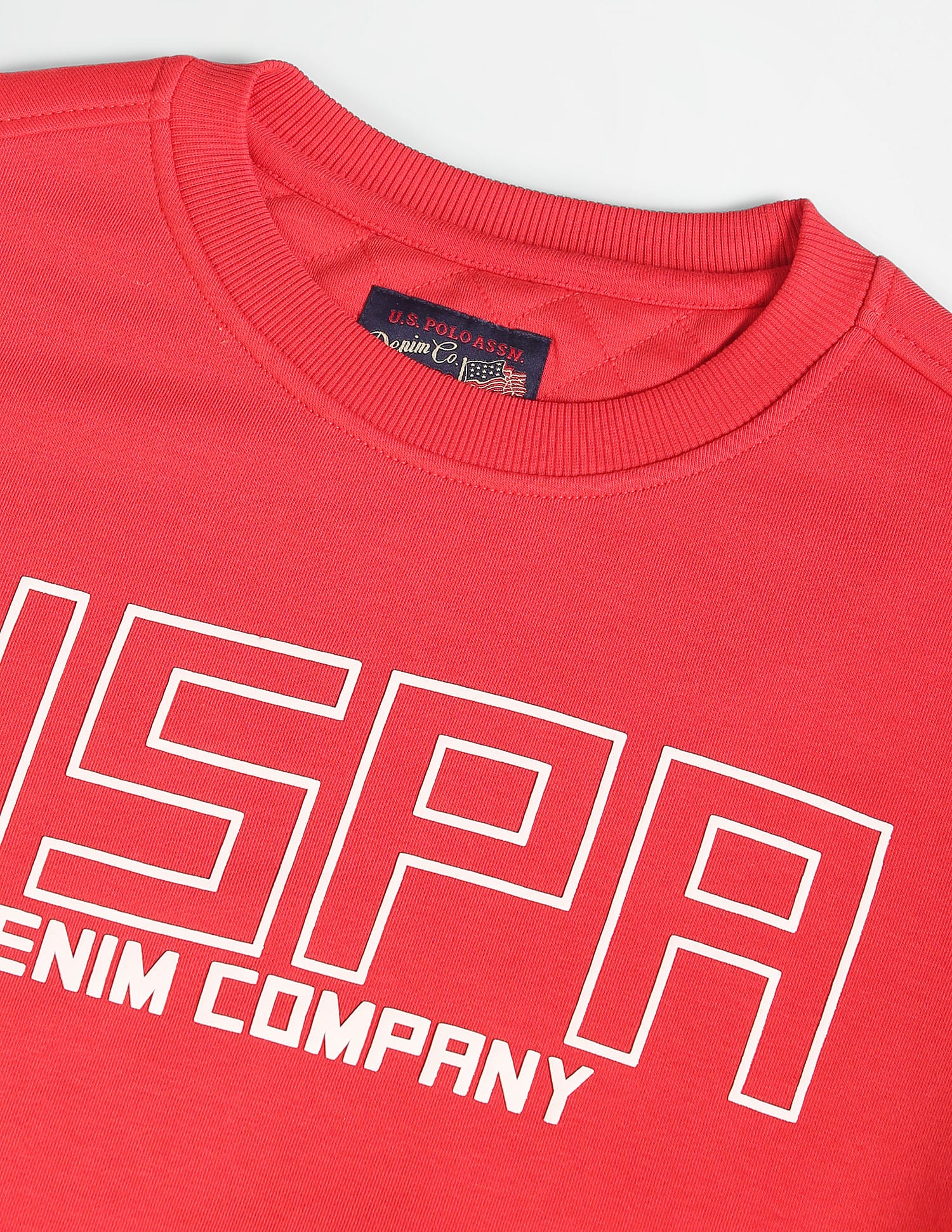 Crew Neck Brand Print Sweatshirt Red - U.S. POLO ASSN. | Large