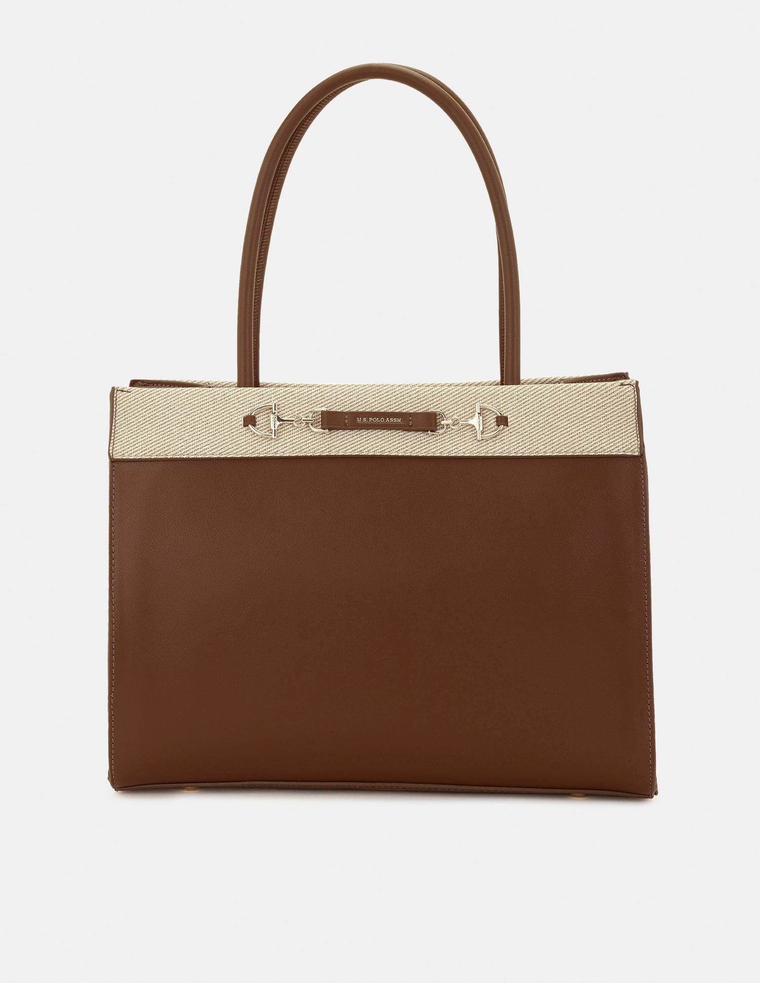 Women Alina Colour Blocked Satchel Bag Brown - U.S. POLO ASSN. | Large