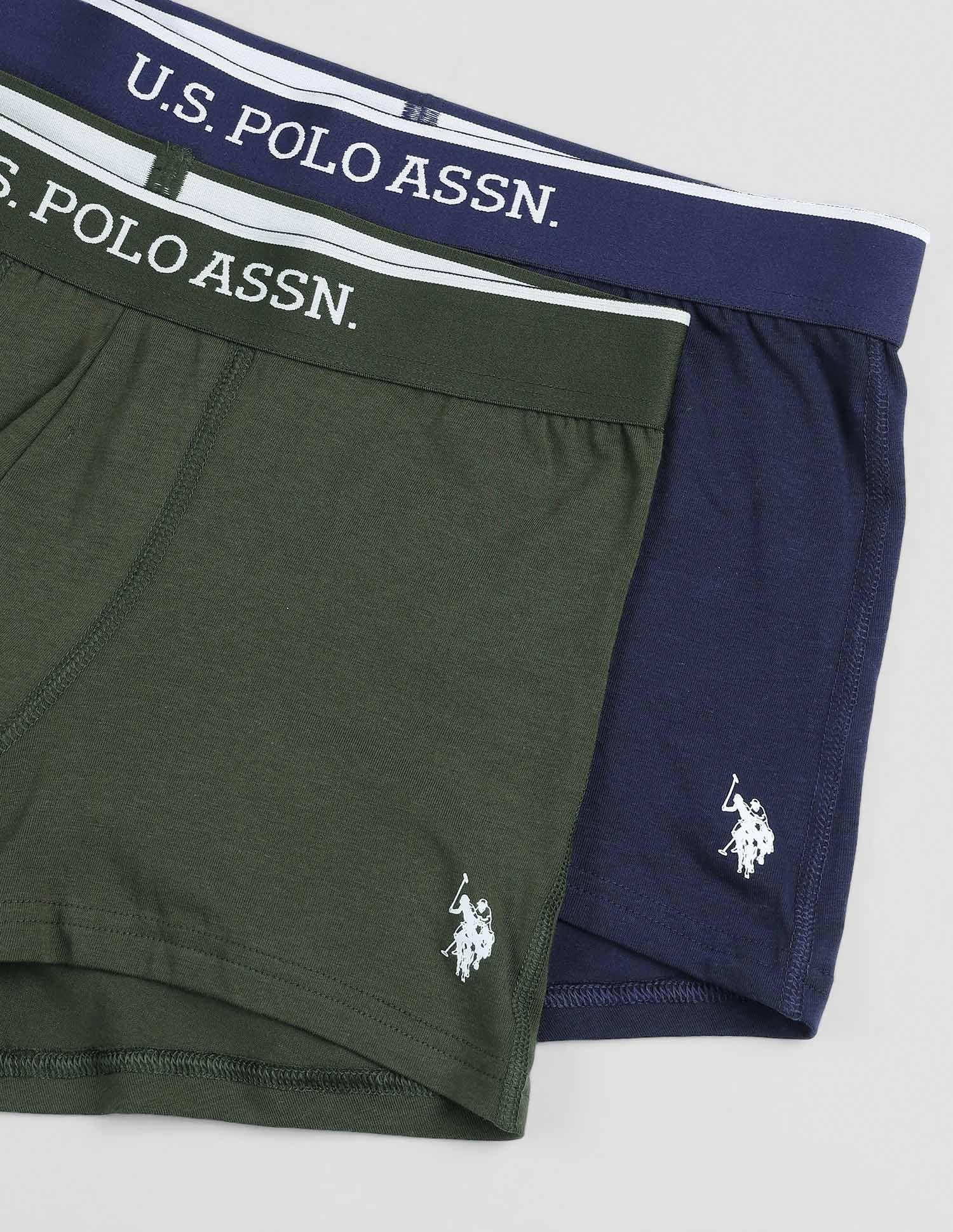 Antibacterial Solid ET004 Trunks - Pack Of 2 OliveandNavy - U.S. POLO ASSN. | Large