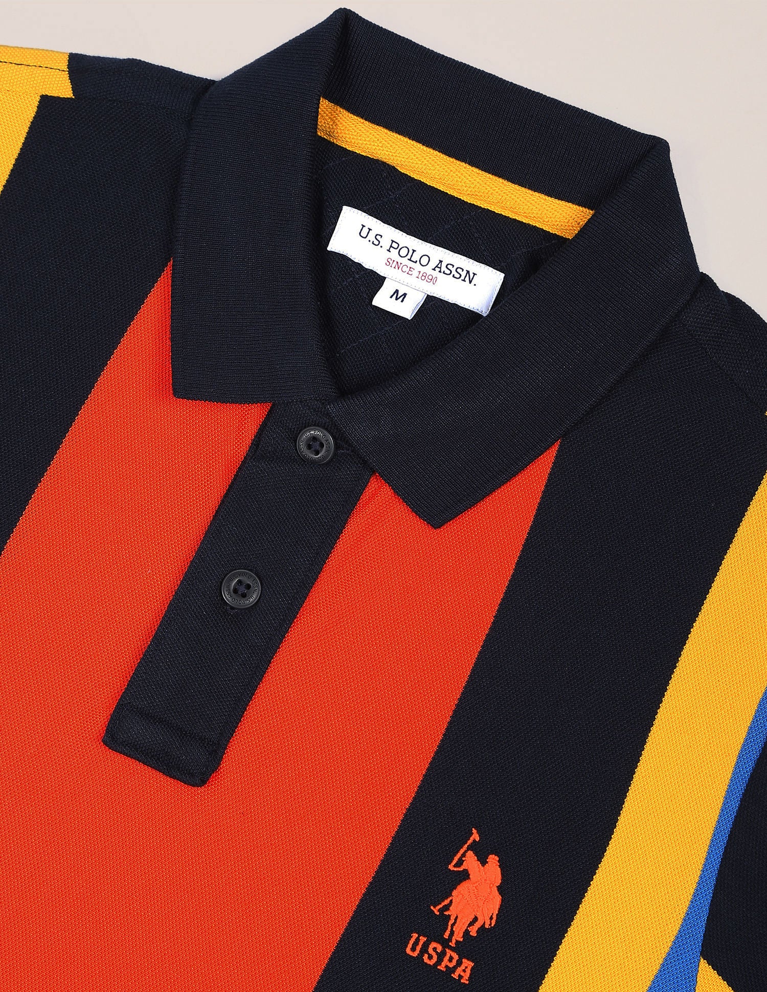 Vertical Stripe Cotton Polo Shirt Navy - U.S. POLO ASSN. | Large