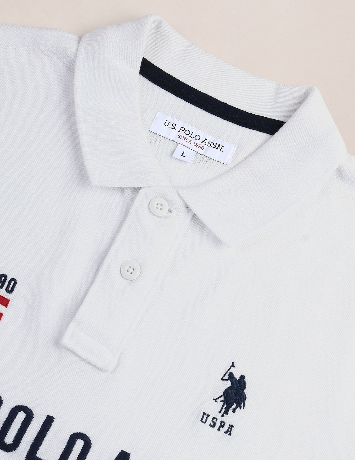 Embroidered Slim Polo Shirt White - U.S. Polo Assn. India | Large