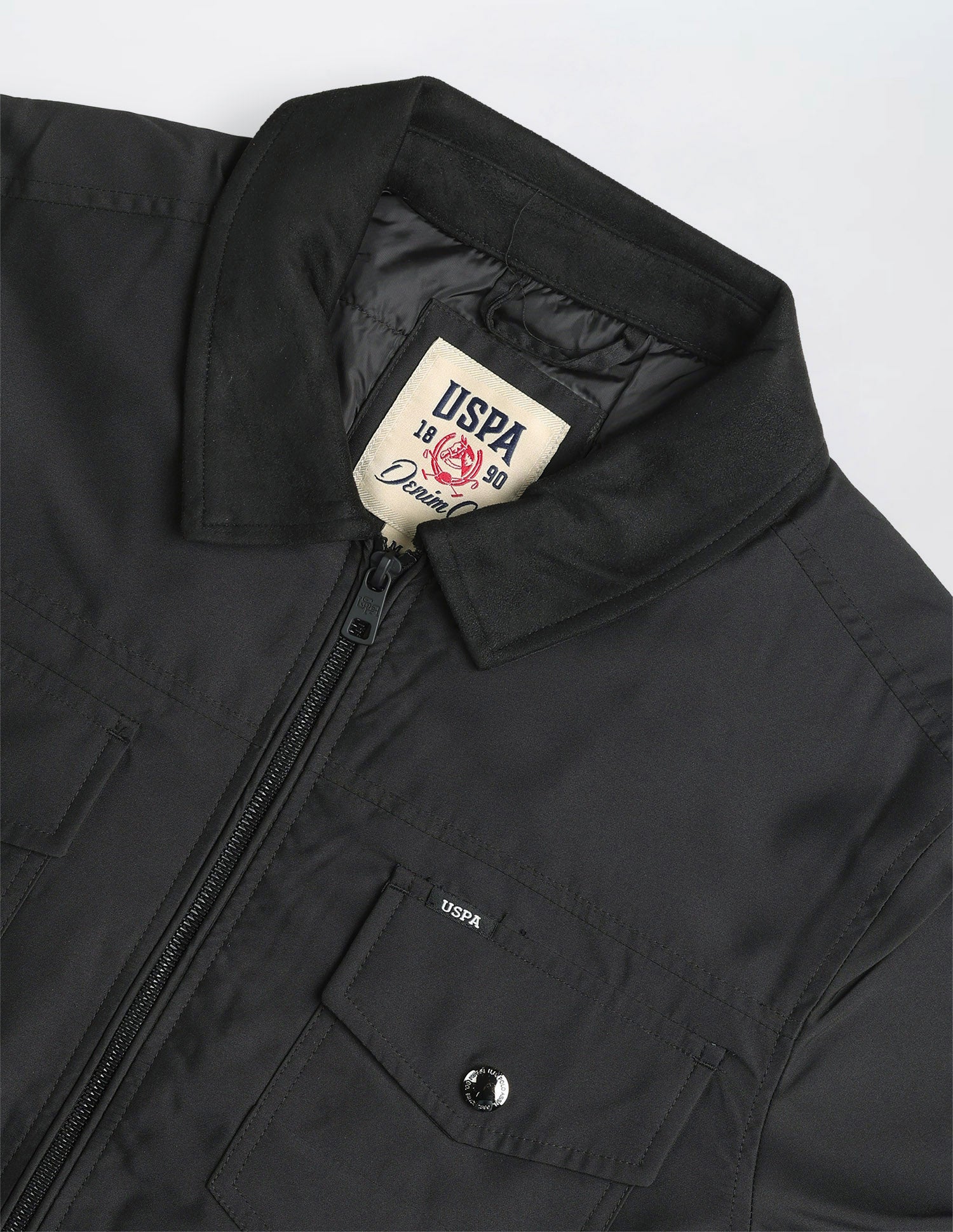 Solid Regular Fit Jacket Black - U.S. Polo Assn. India | Large