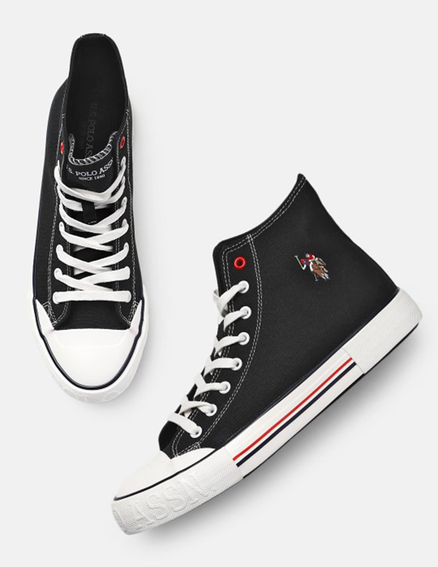 Men Vlair 2.0 Canvas Mid Top Casual Shoes Black - U.S. Polo Assn. India | Large
