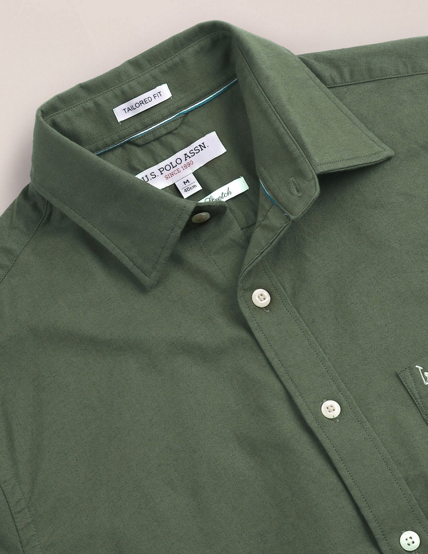 Tailored Fit Dobby Shirt Olive - U.S. POLO ASSN. | Large