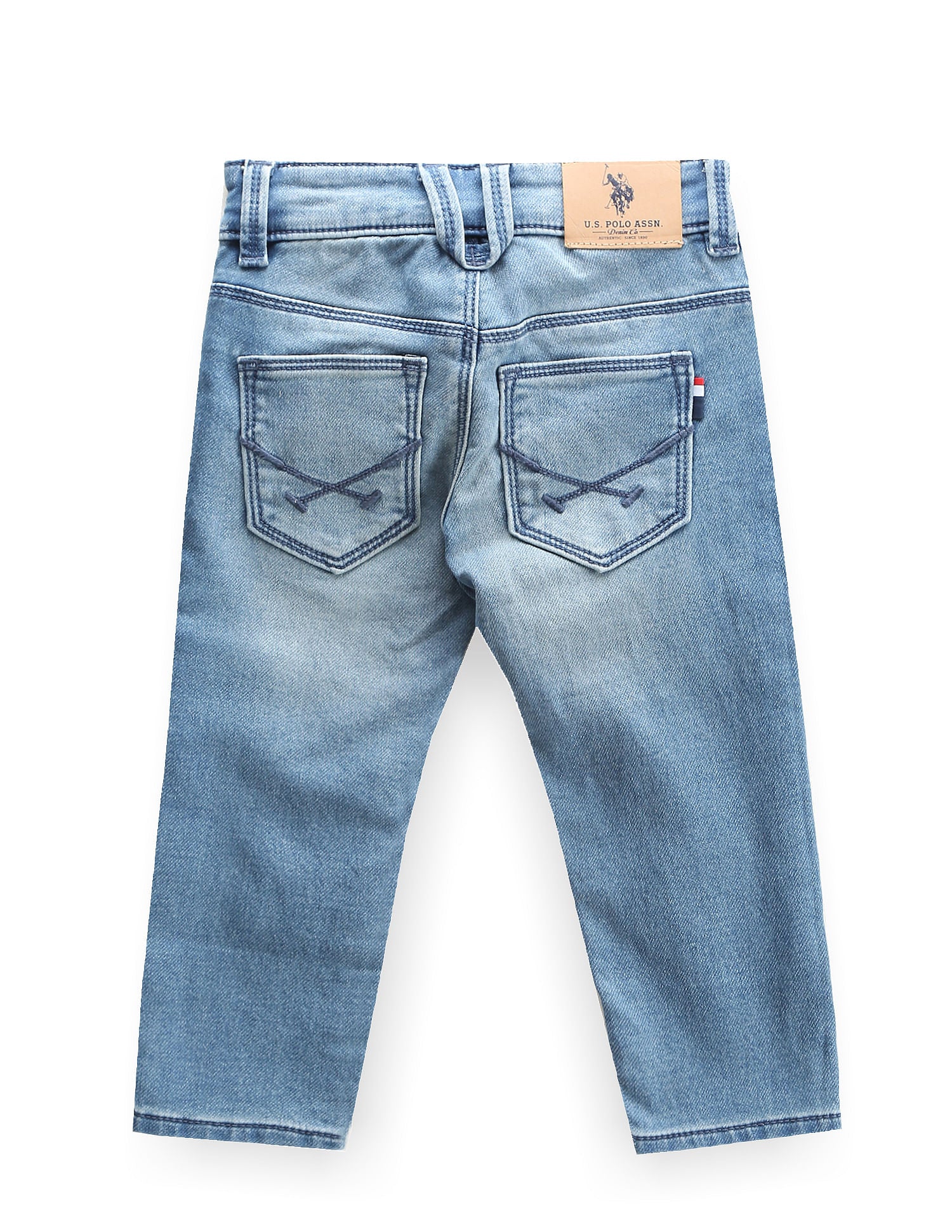 Boys Slim Fit Stone Wash Jeans Light Blue - U.S. POLO ASSN. | Large