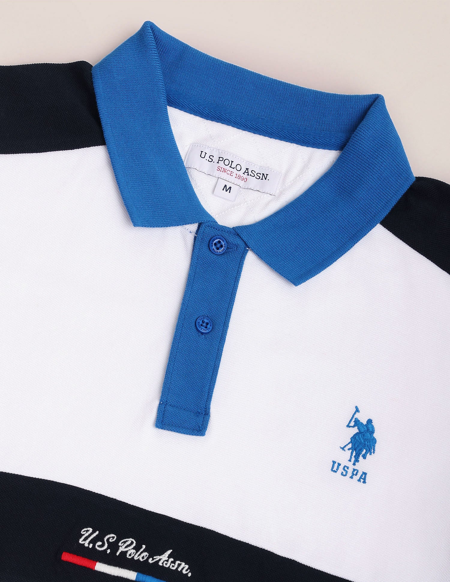 Colour Block Pique Polo Shirt White - U.S. Polo Assn. India | Large