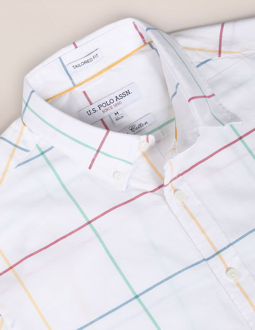 Premium Cotton Windowpane Check Shirt