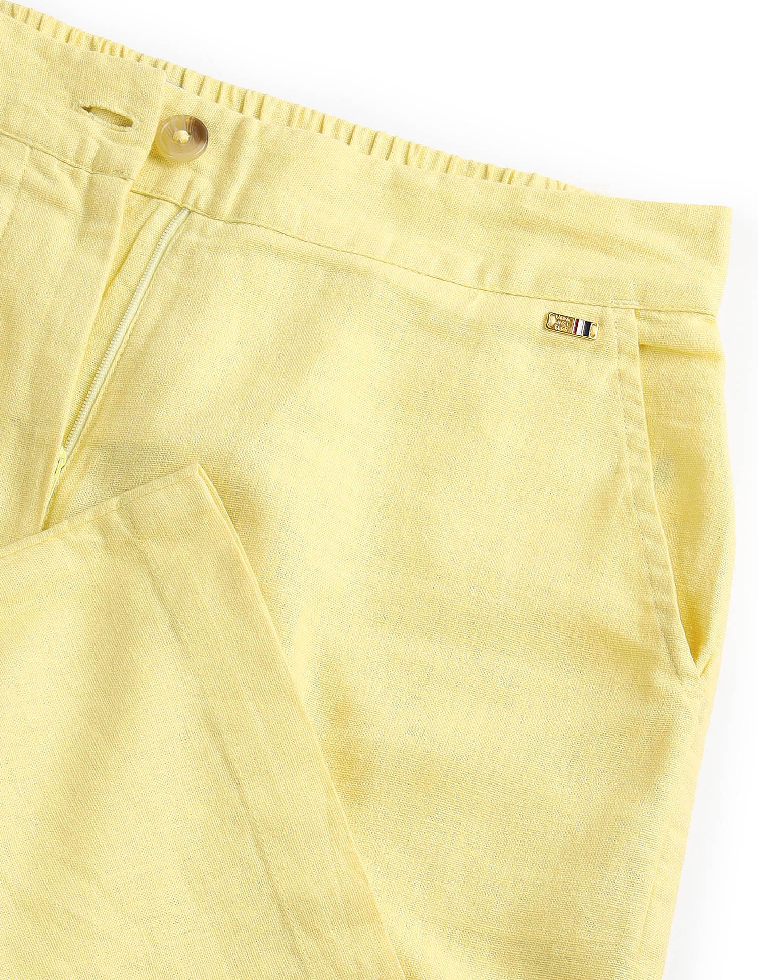 Linen Wide Leg Trousers Yellow - U.S. Polo Assn. India | Large