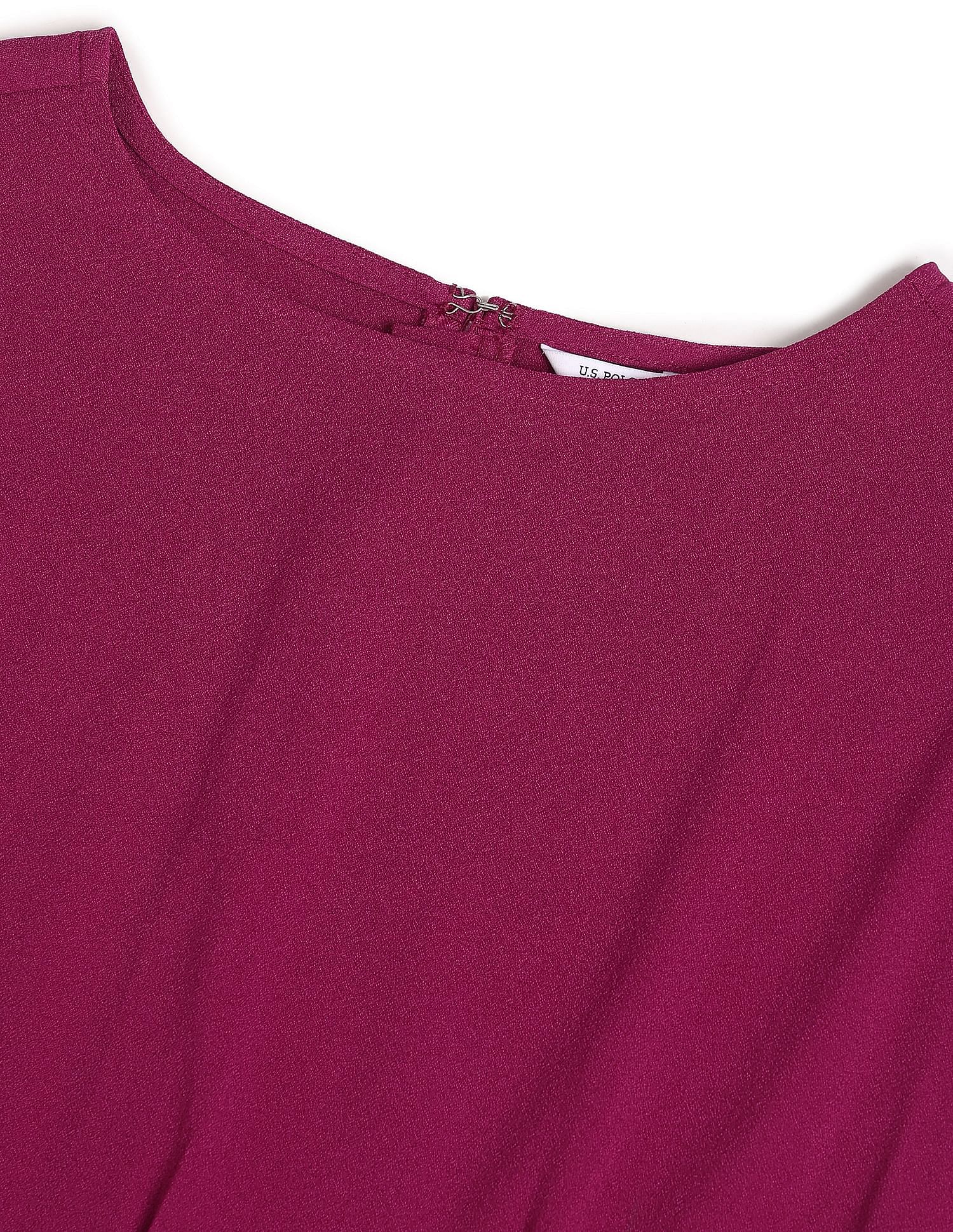 Round Neck Solid Sheath Dress Dark Pink - U.S. POLO ASSN. | Large