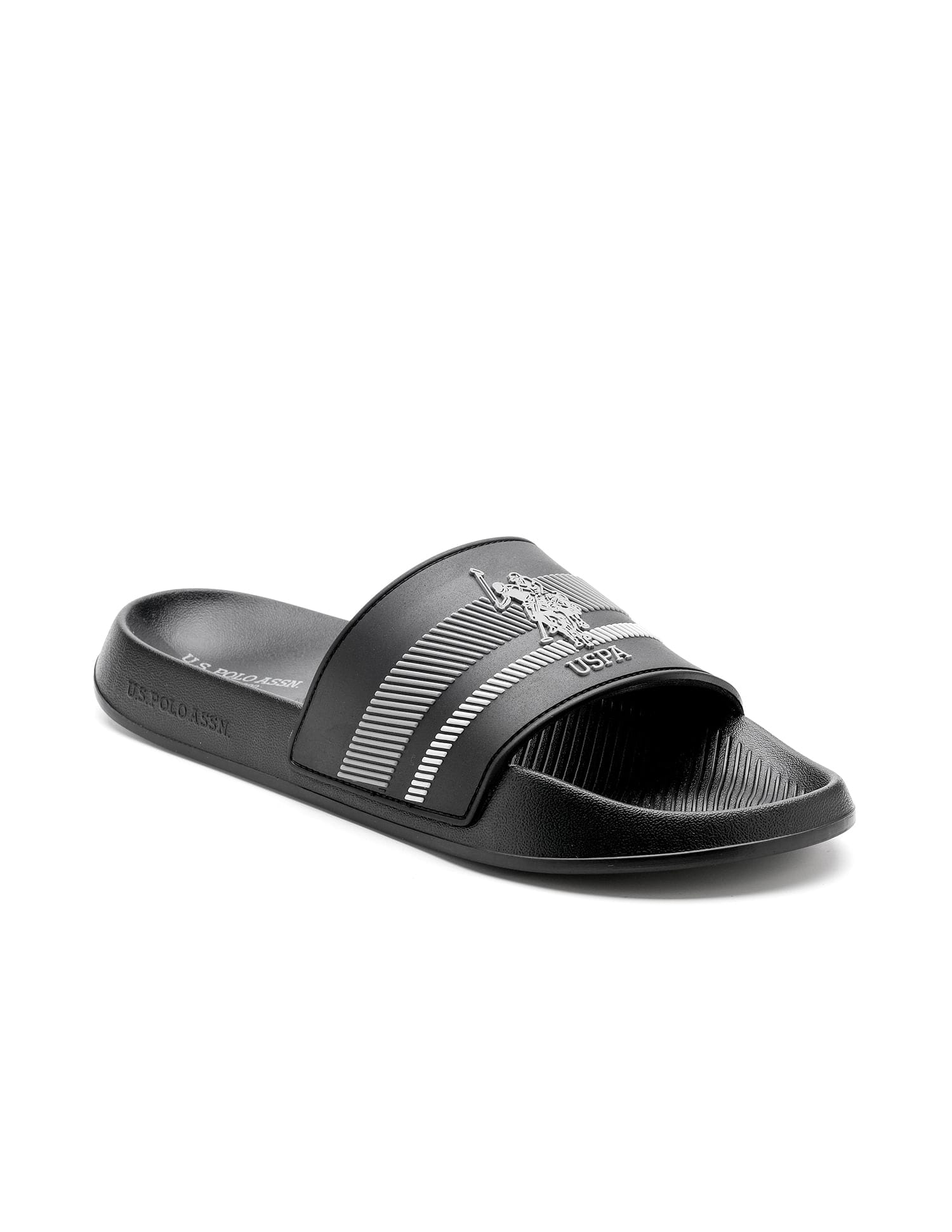 Rafa Brand Printed Sliders Black - U.S. Polo Assn. India | Large