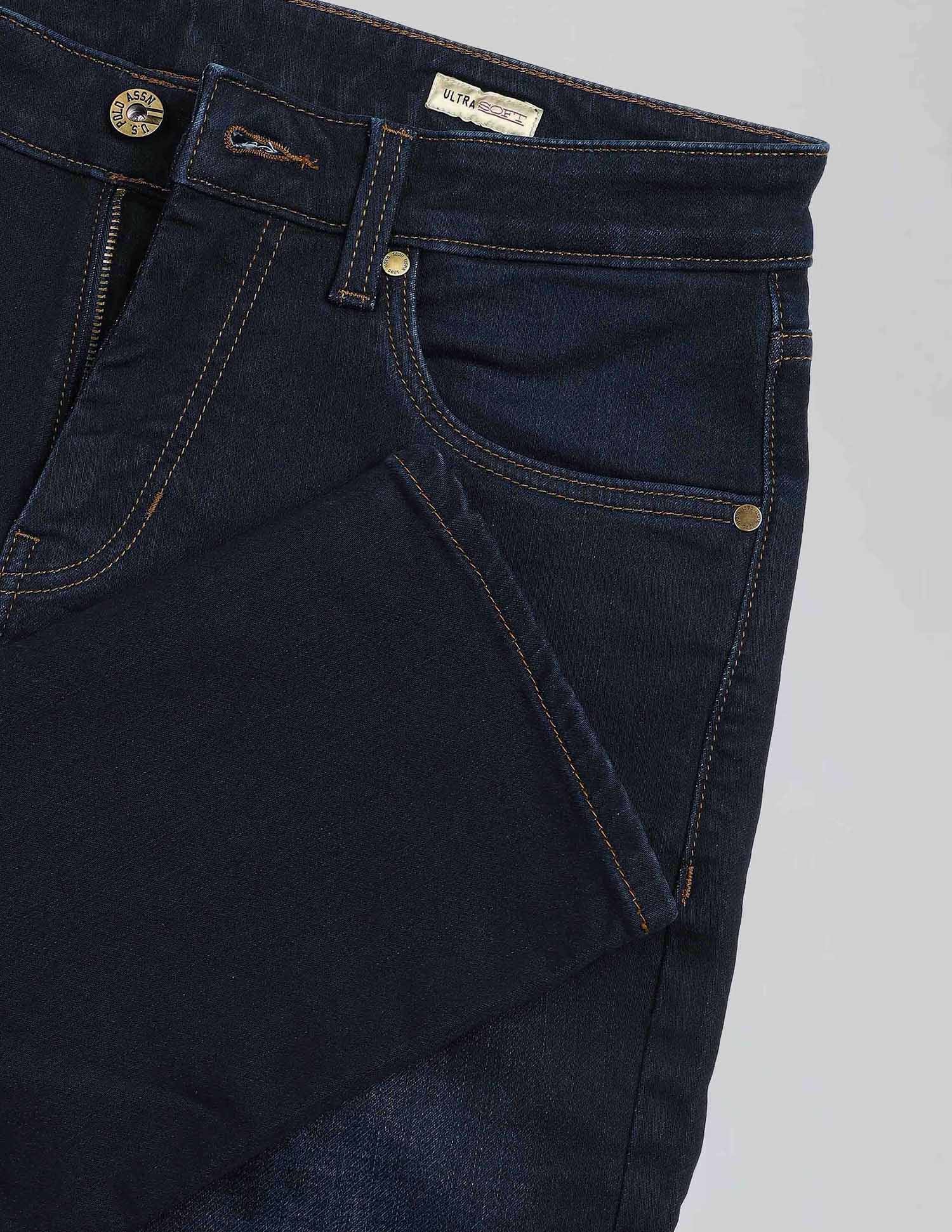 Brandon Slim Tapered Fit Blue Ultra Soft Jeans Dark Wash - U.S. Polo Assn. India | Large