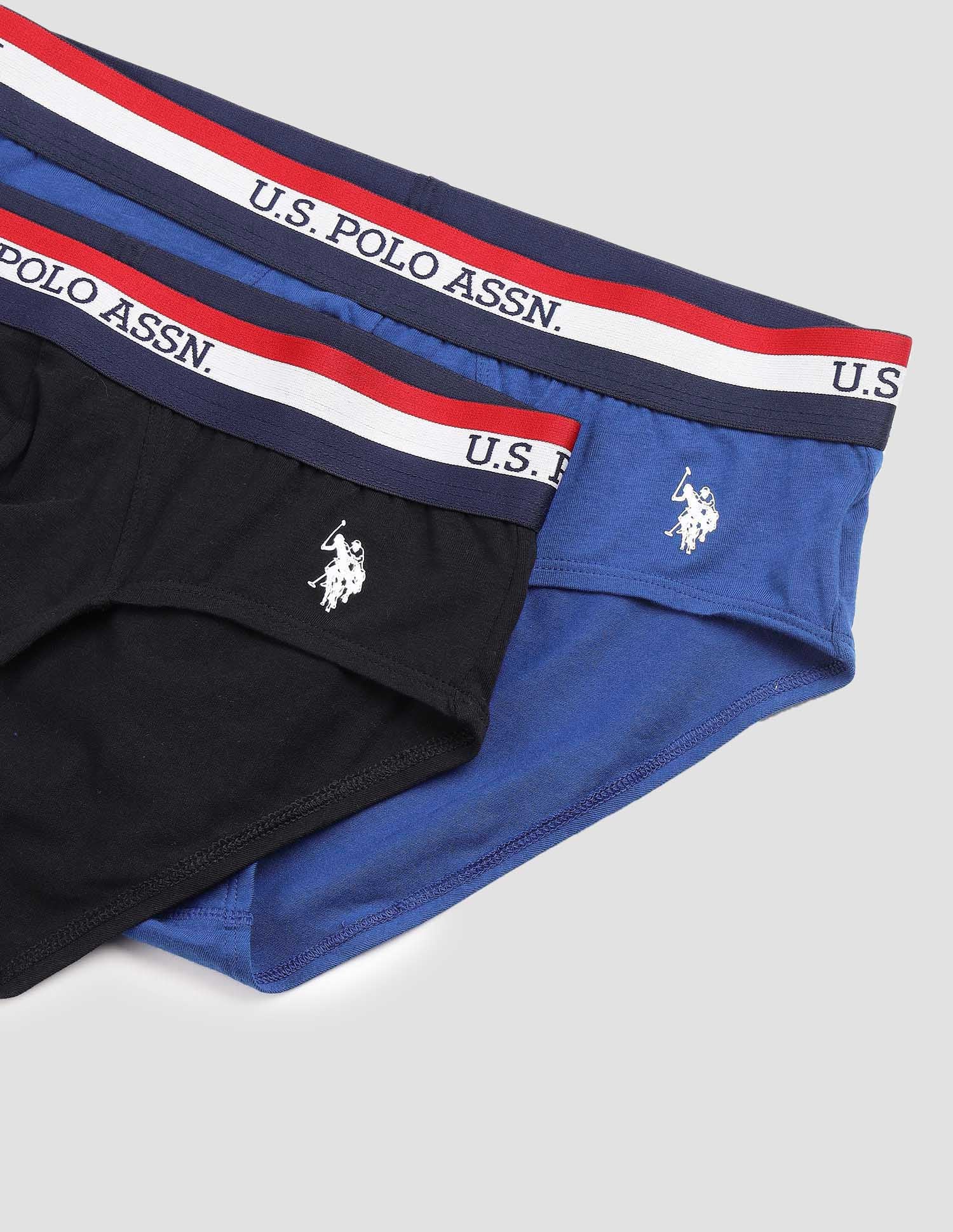 Striped Waistband EB002 Briefs - Pack Of 2 Black and Blue - U.S. POLO ASSN. | Large