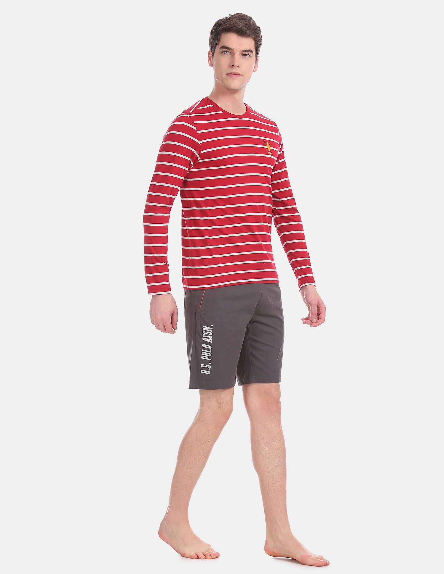 Comfort Fit Stripe Cotton I689 Lounge T-Shirt - Pack Of 1 Red - U.S. POLO ASSN. | Large