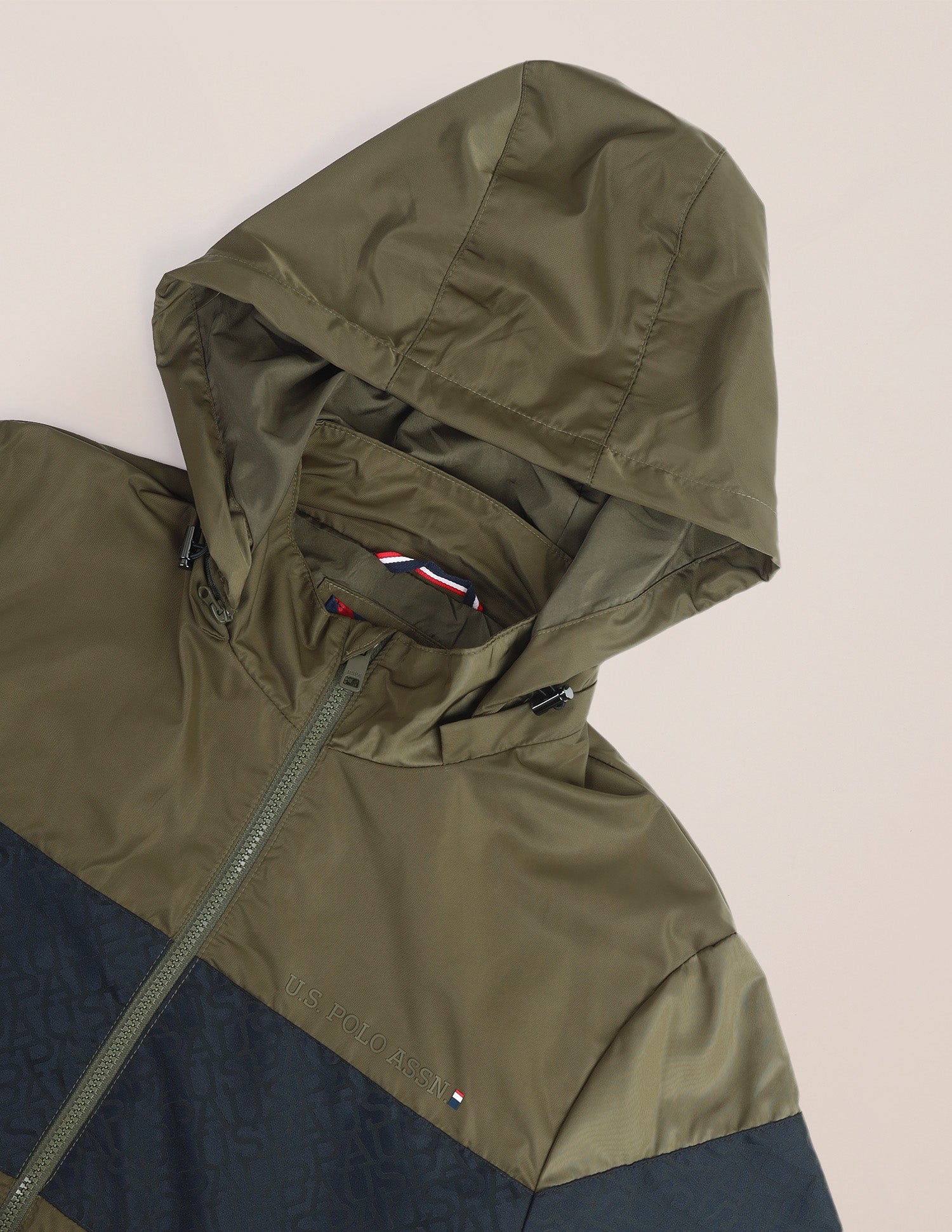 Brand Printed Regular Fit Jacket Olive - U.S. Polo Assn. India | Large
