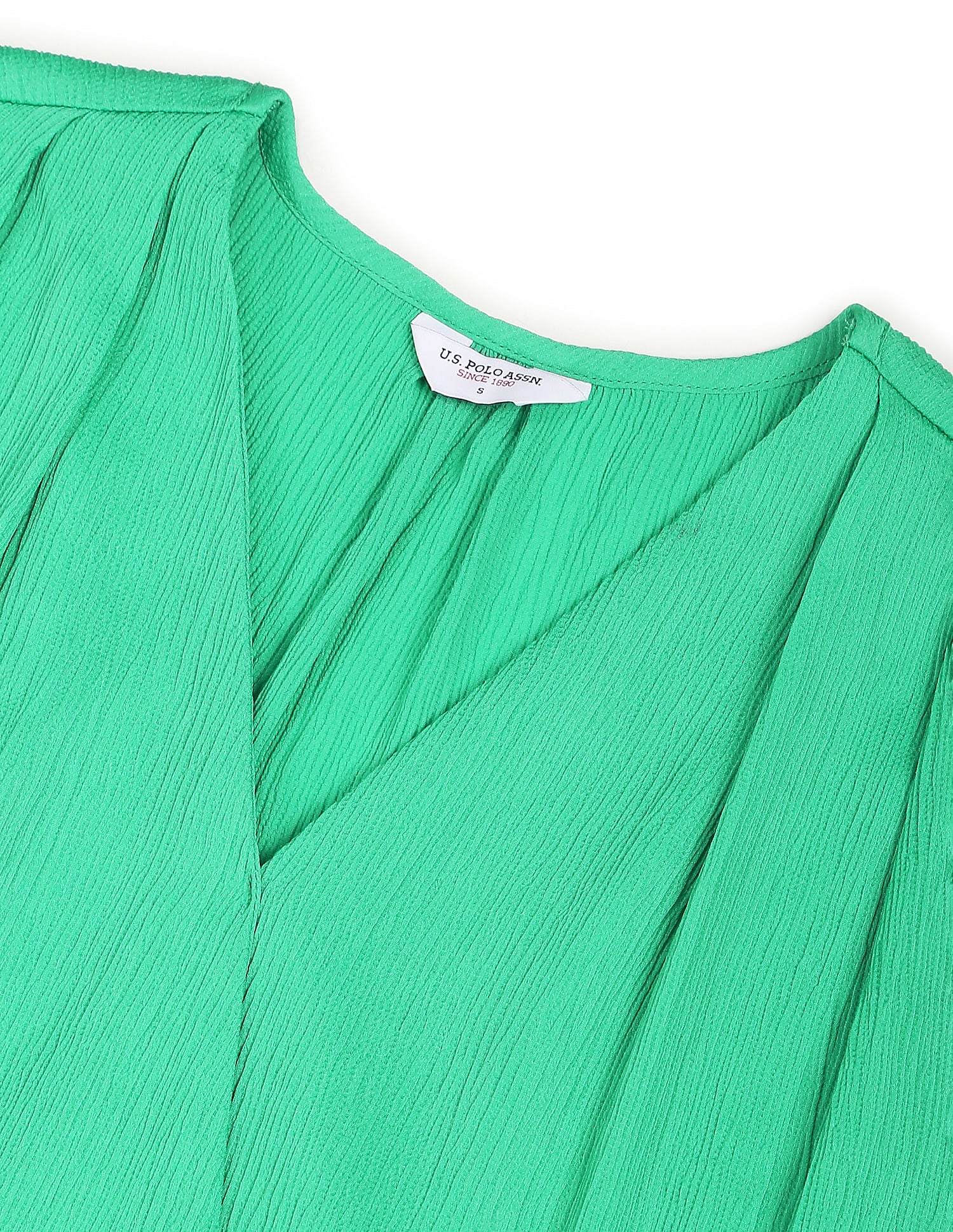 V-Neck Textured Midi Dress Green - U.S. POLO ASSN. | Large