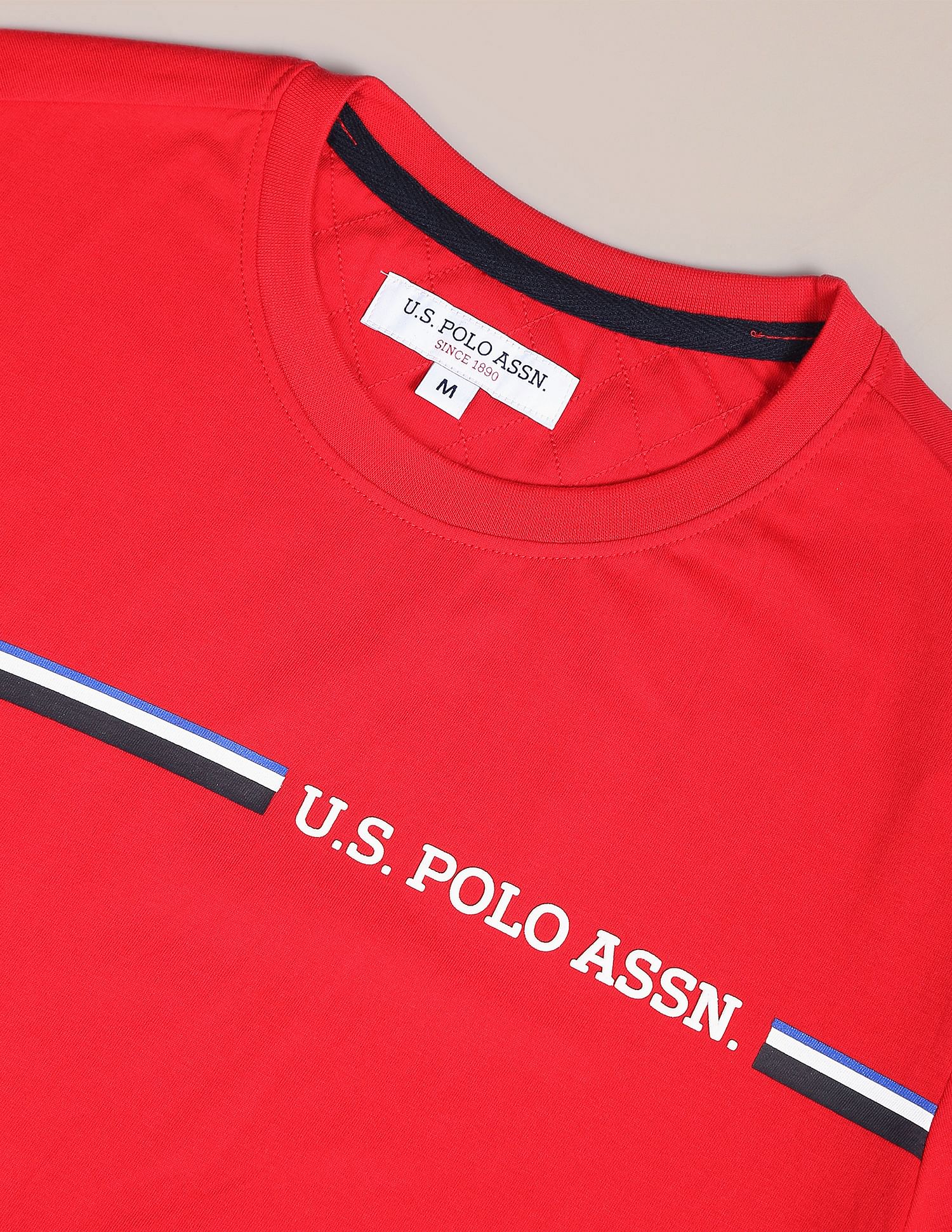 Crew Neck Brand Print T-Shirt Red - U.S. POLO ASSN. | Large