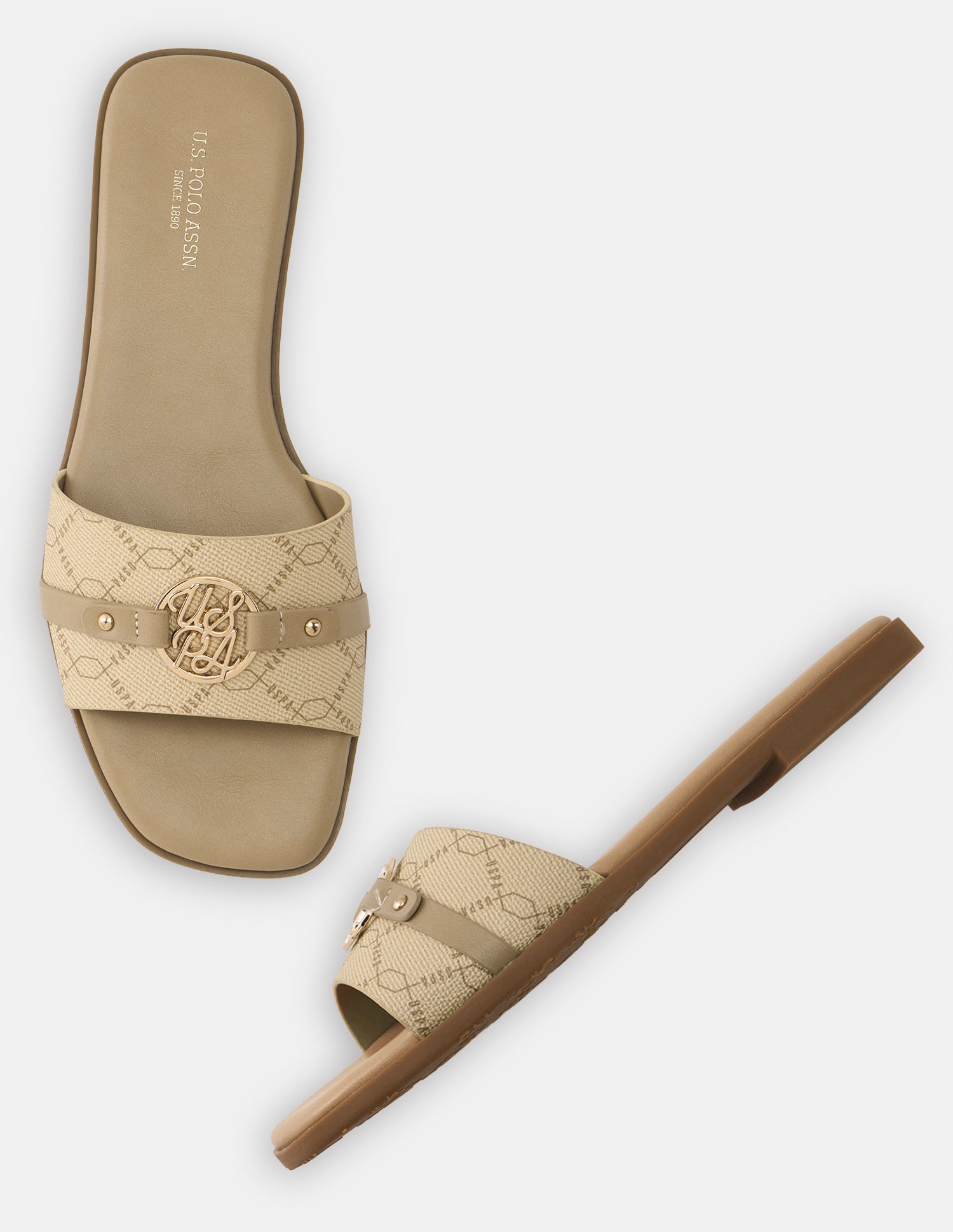 Monogram Adara Sandals Beige - U.S. Polo Assn. India | Large