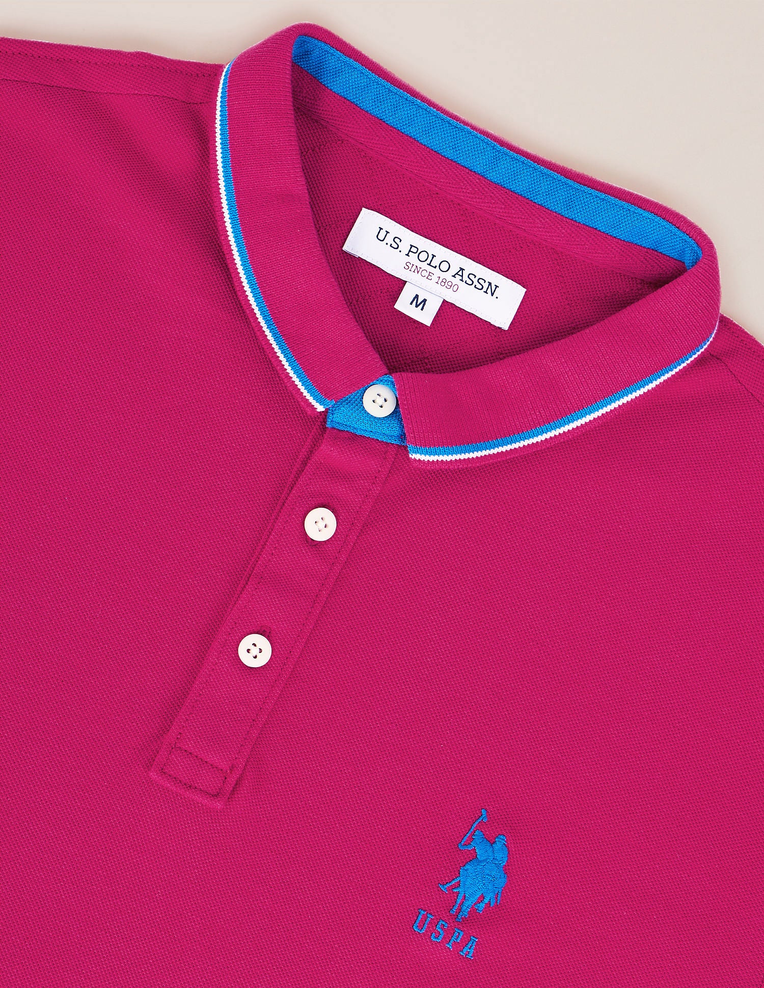 Slim Fit Solid Polo Shirt Pink - U.S. Polo Assn. India | Large