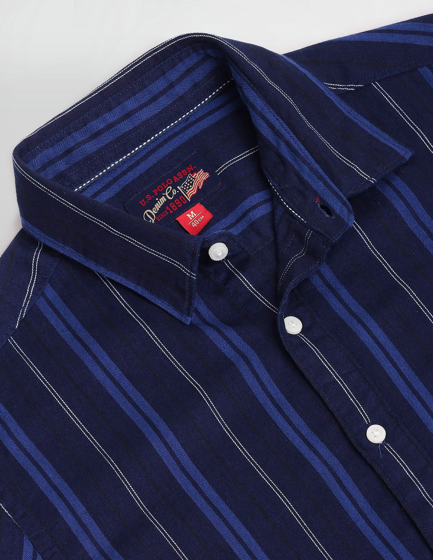Vertical Stripe Slim Fit Shirt Blue - U.S. Polo Assn. India | Large
