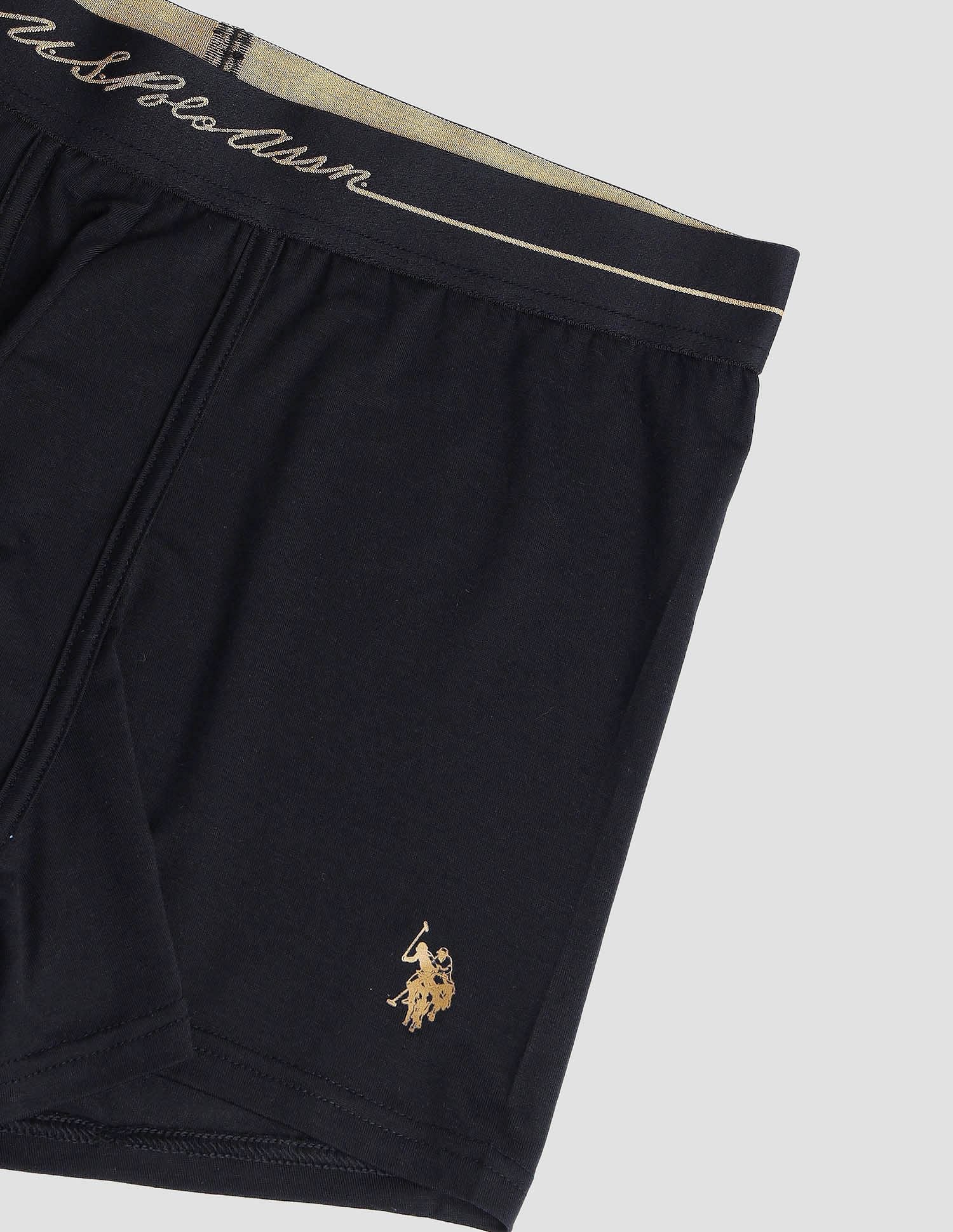 Anti Microbial Solid PT004 Trunks - Pack of 1 Black - U.S. POLO ASSN. | Large