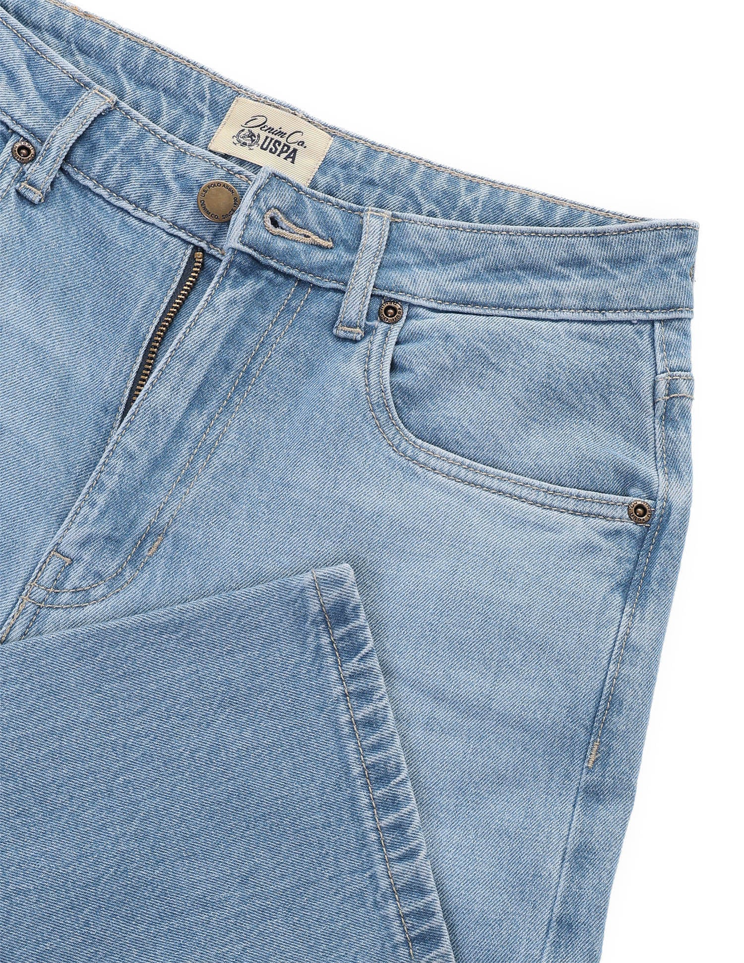 Whiskered Wide Leg Fit Jeans Blue - U.S. Polo Assn. India | Large