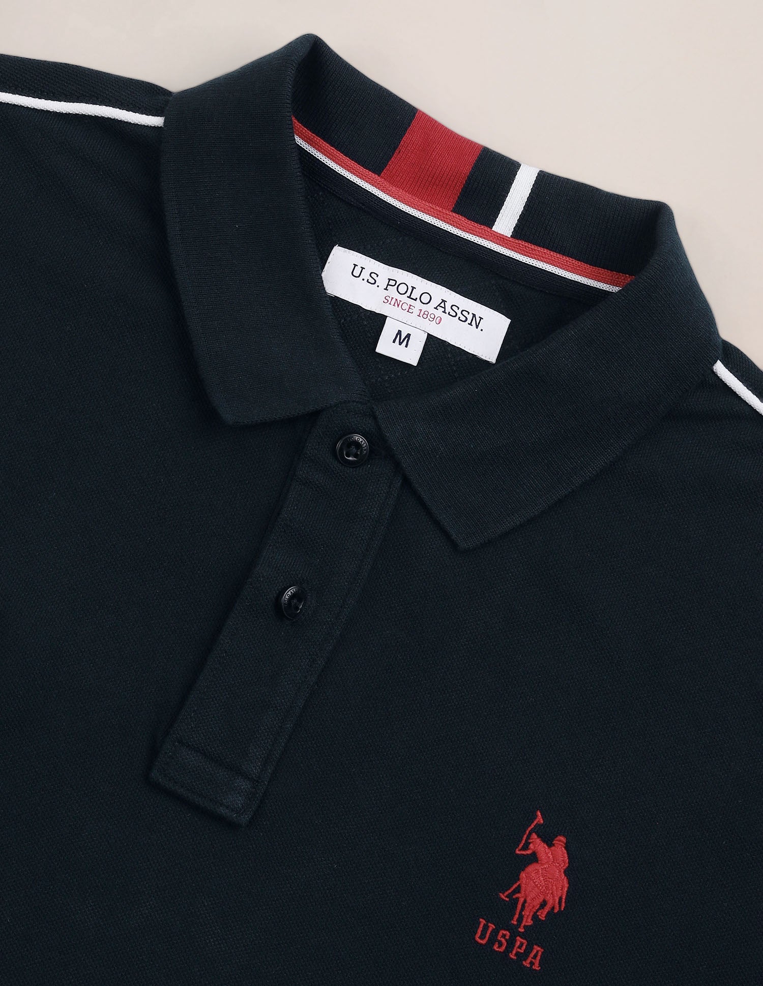 Brand Print Slim Fit Polo Shirt Navy - U.S. Polo Assn. India | Large