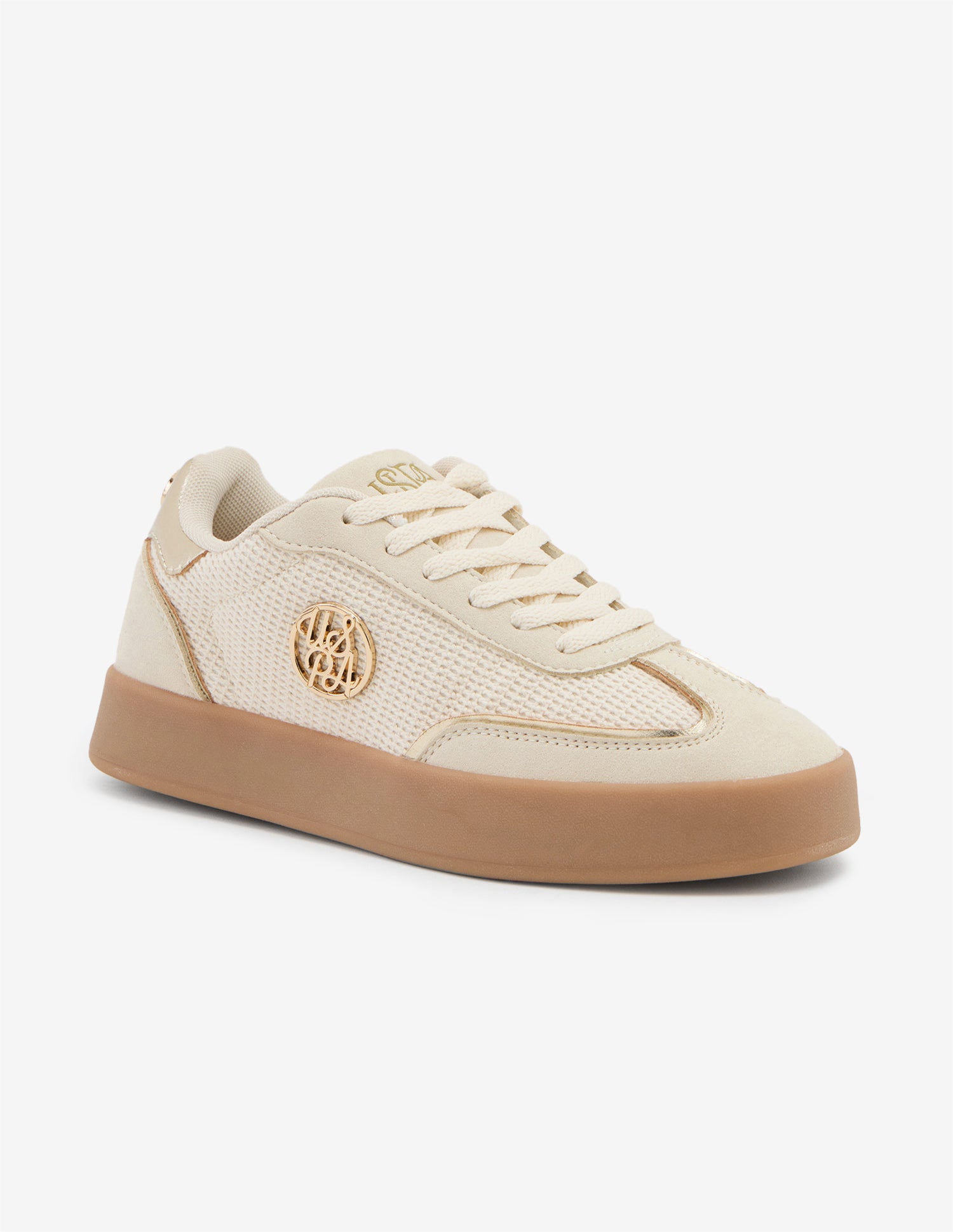 Textured Sylvette Suede Sneakers Beige - U.S. Polo Assn. India | Large