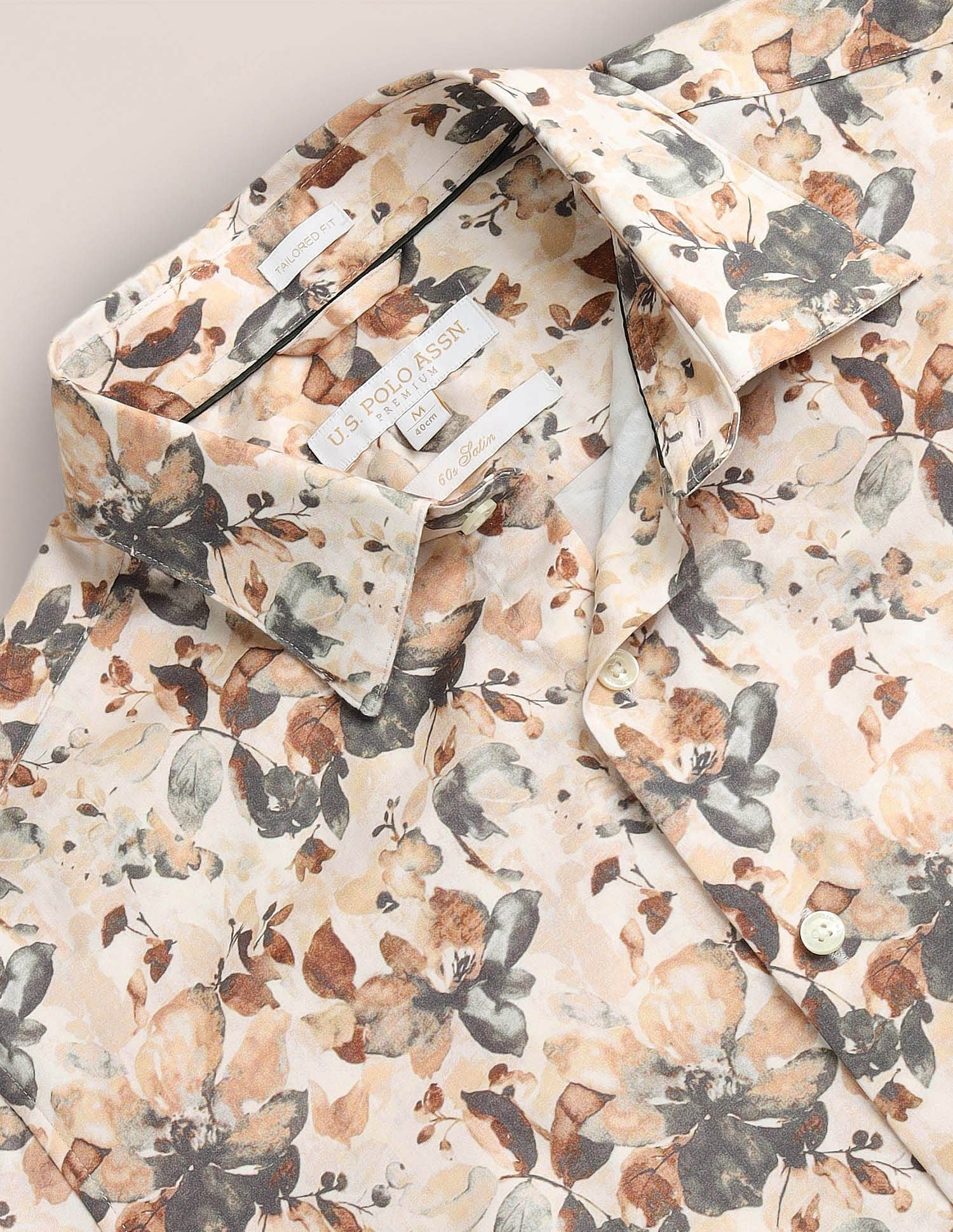 Floral Print Tailored Fit Shirt Beige - U.S. Polo Assn. India | Large