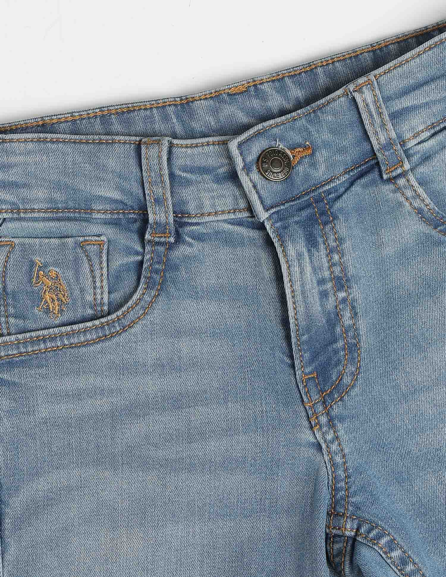 Relaxed Fit Whiskered Jeans Light Blue - U.S. Polo Assn. India | Large