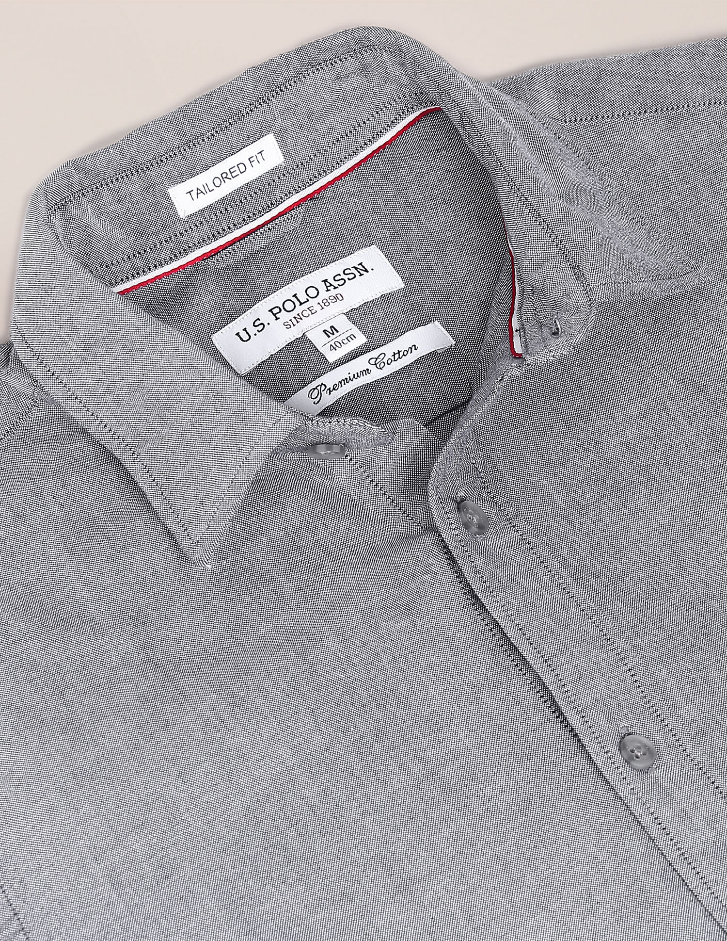 Rounded Cuff Cotton Solid Casual Shirt Grey - U.S. Polo Assn. India | Large